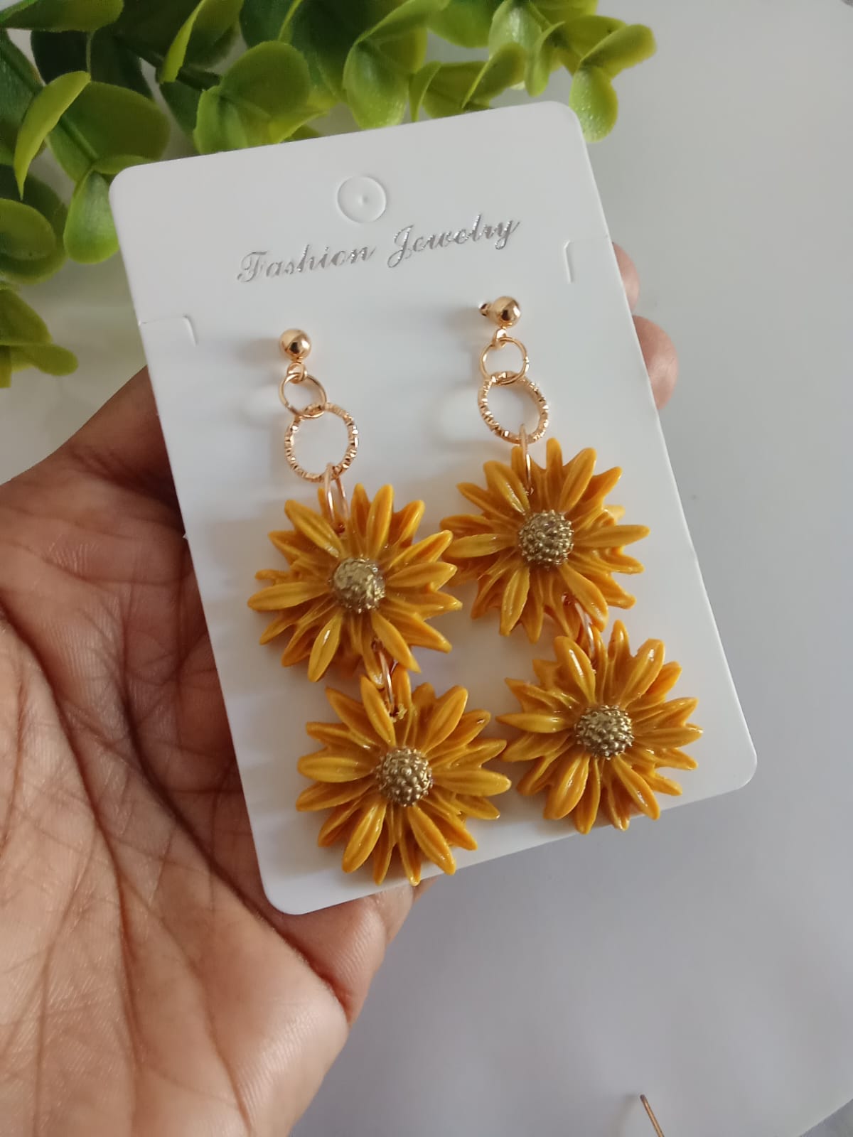 Handmade Polymer Clay Daisy Earrings Dangle Statement Gift for Her