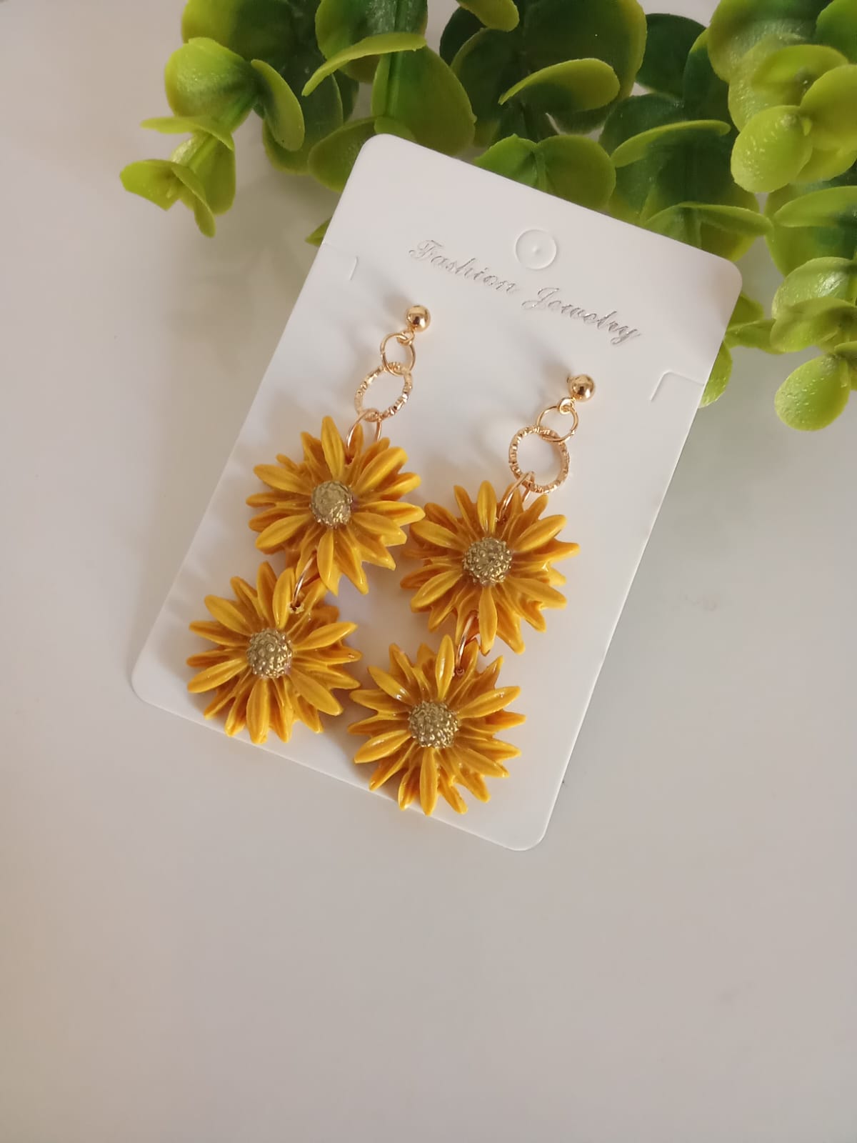 Handmade Polymer Clay Daisy Earrings Dangle Statement Gift for Her