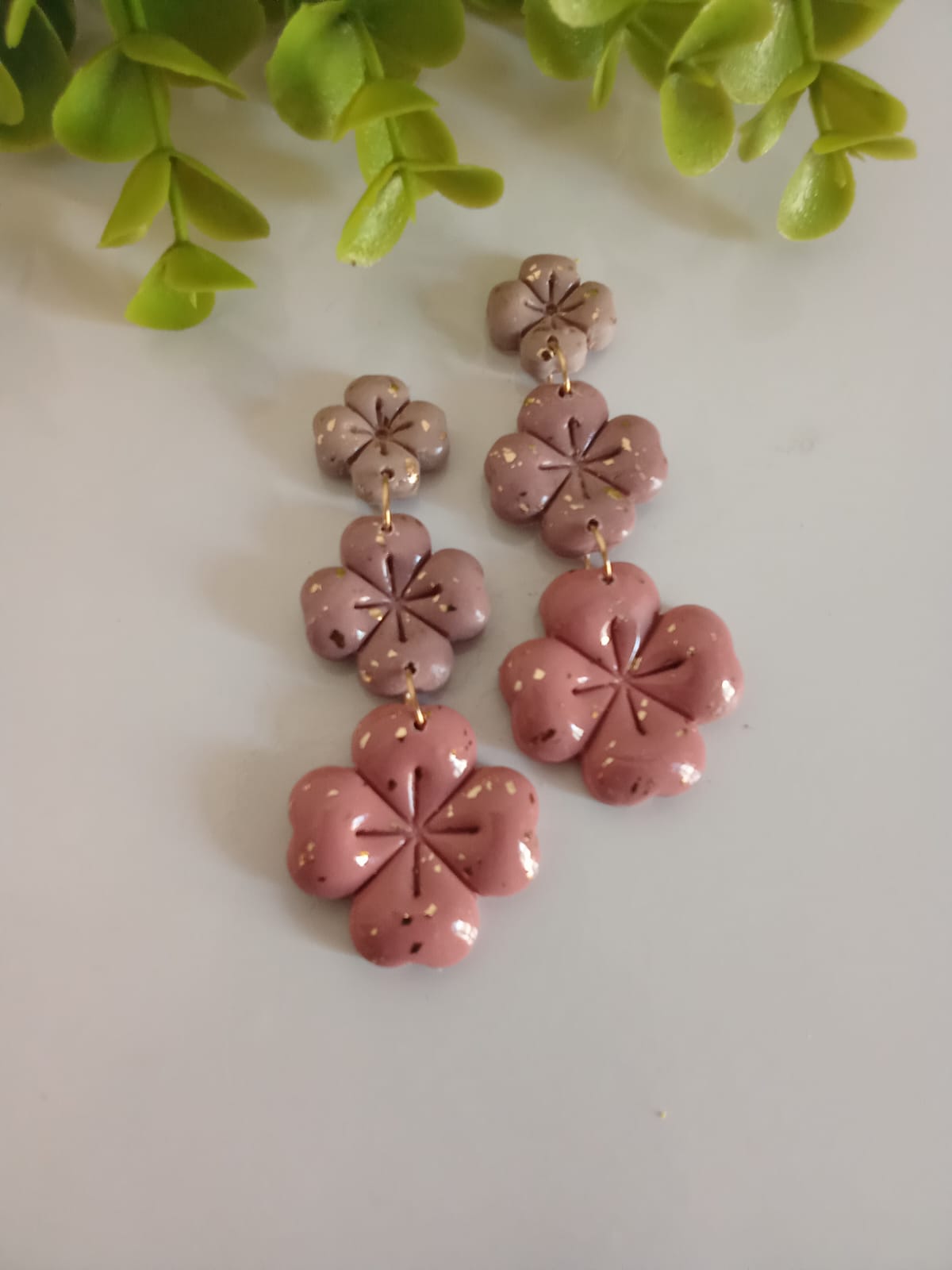 Handmade Polymer Clay four Clover Drop Earring Patrick's Day