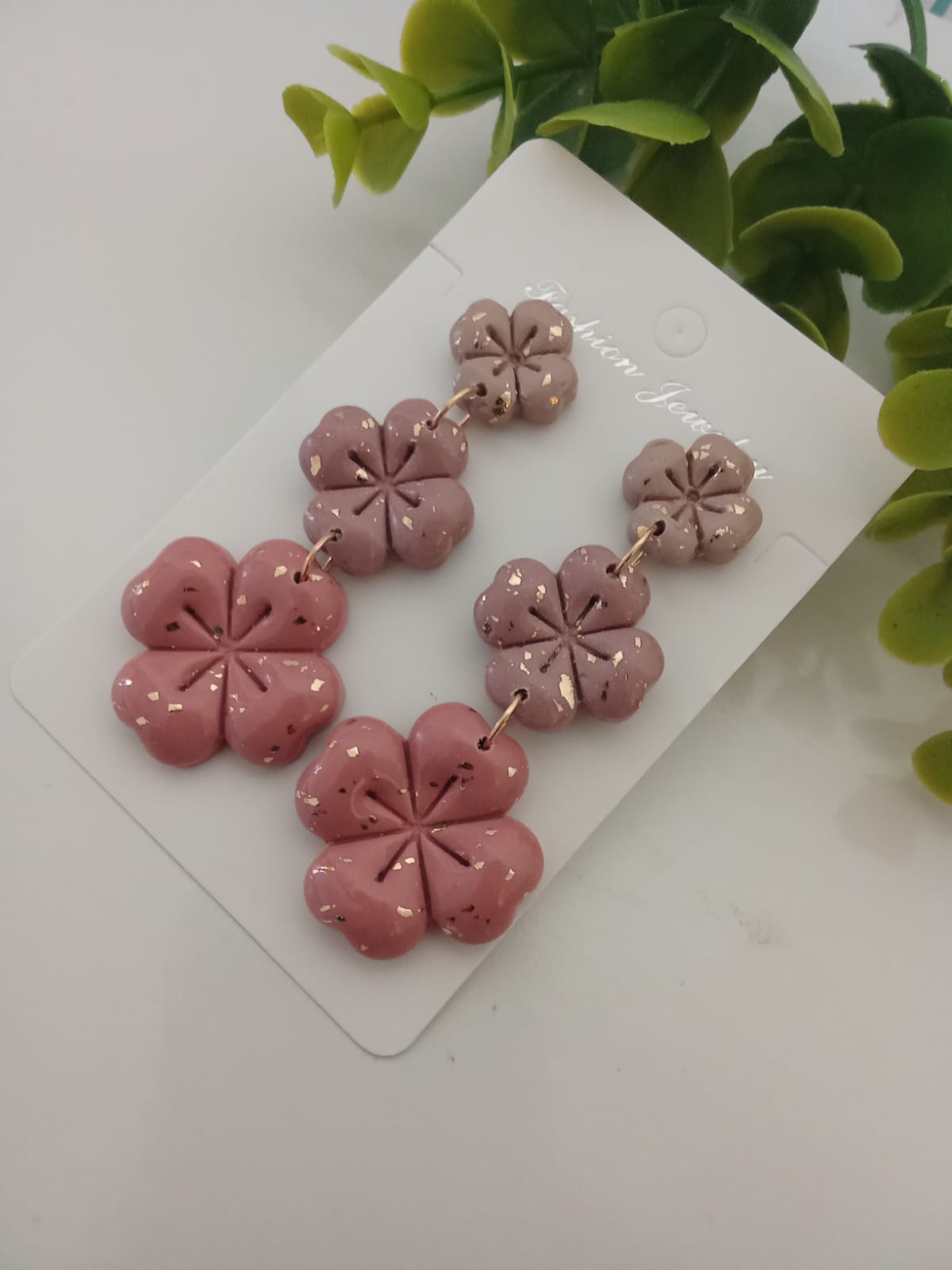 Handmade Polymer Clay four Clover Drop Earring Patrick's Day