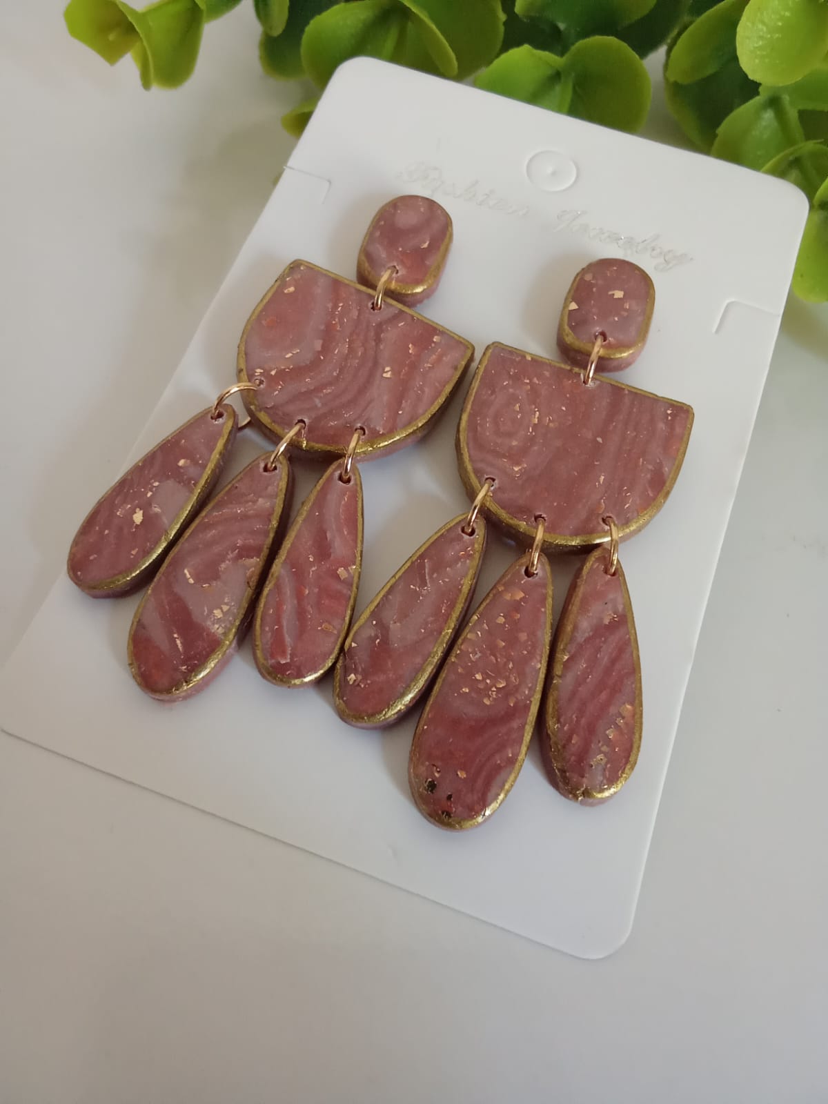 Handmade Polymer Clay Dangle Statement Earring