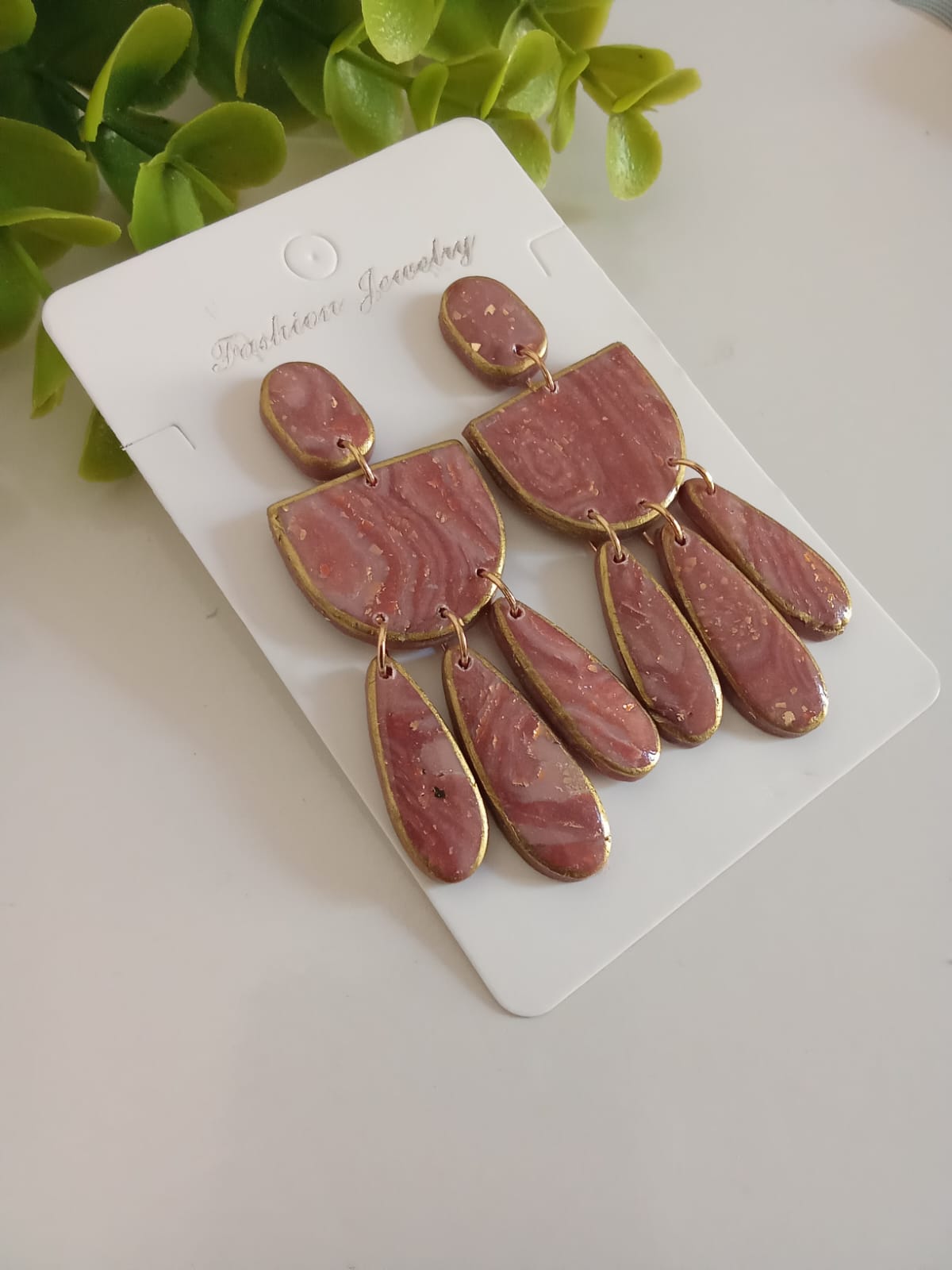 Handmade Polymer Clay Dangle Statement Earring