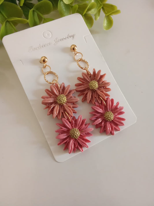 Handmade Polymer Clay Daisy Earring Floral Dangle Boho Cute Earring