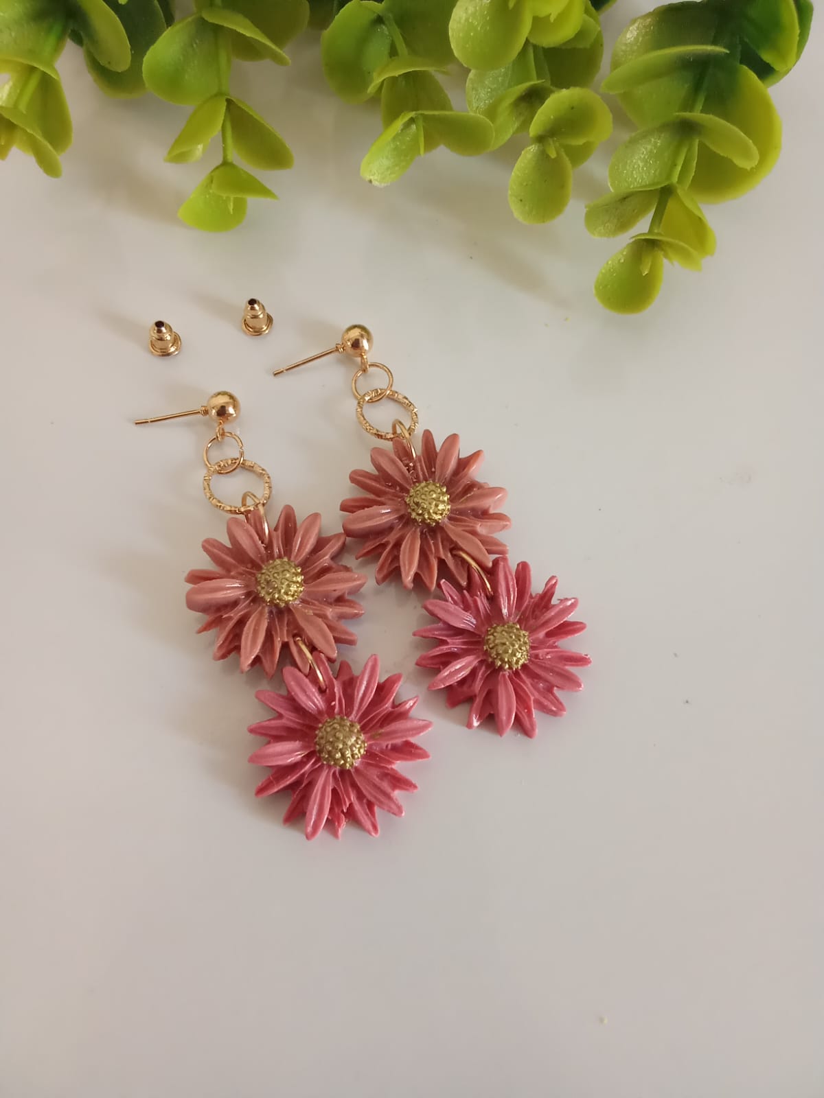 Handmade Polymer Clay Daisy Earring Floral Dangle Boho Cute Earring