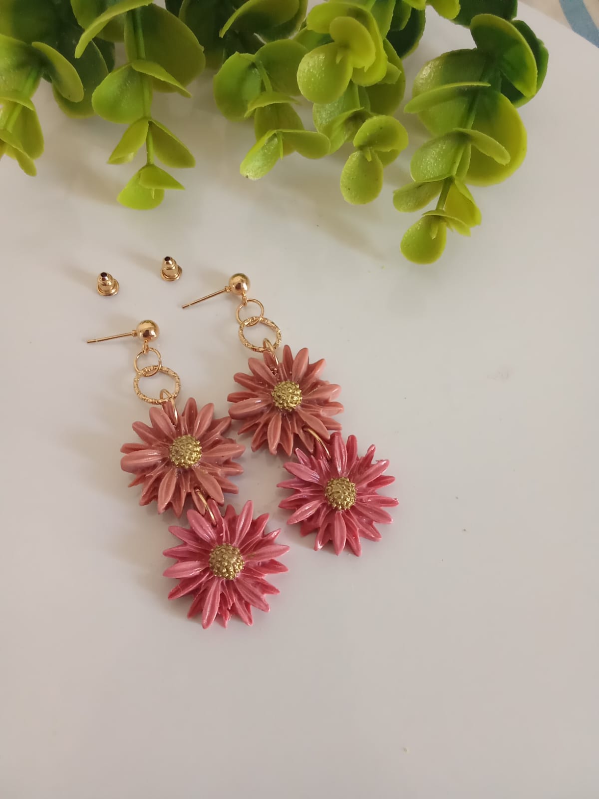 Handmade Polymer Clay Daisy Earring Floral Dangle Boho Cute Earring