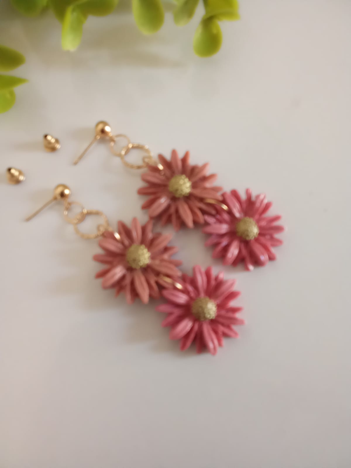 Handmade Polymer Clay Daisy Earring Floral Dangle Boho Cute Earring