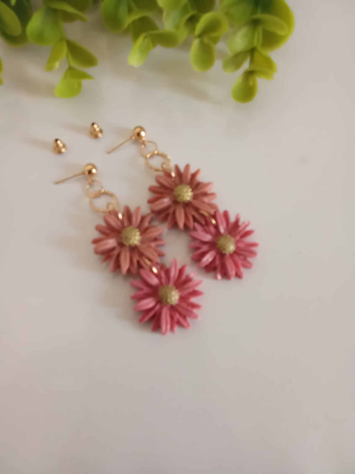 Handmade Polymer Clay Daisy Earring Floral Dangle Boho Cute Earring