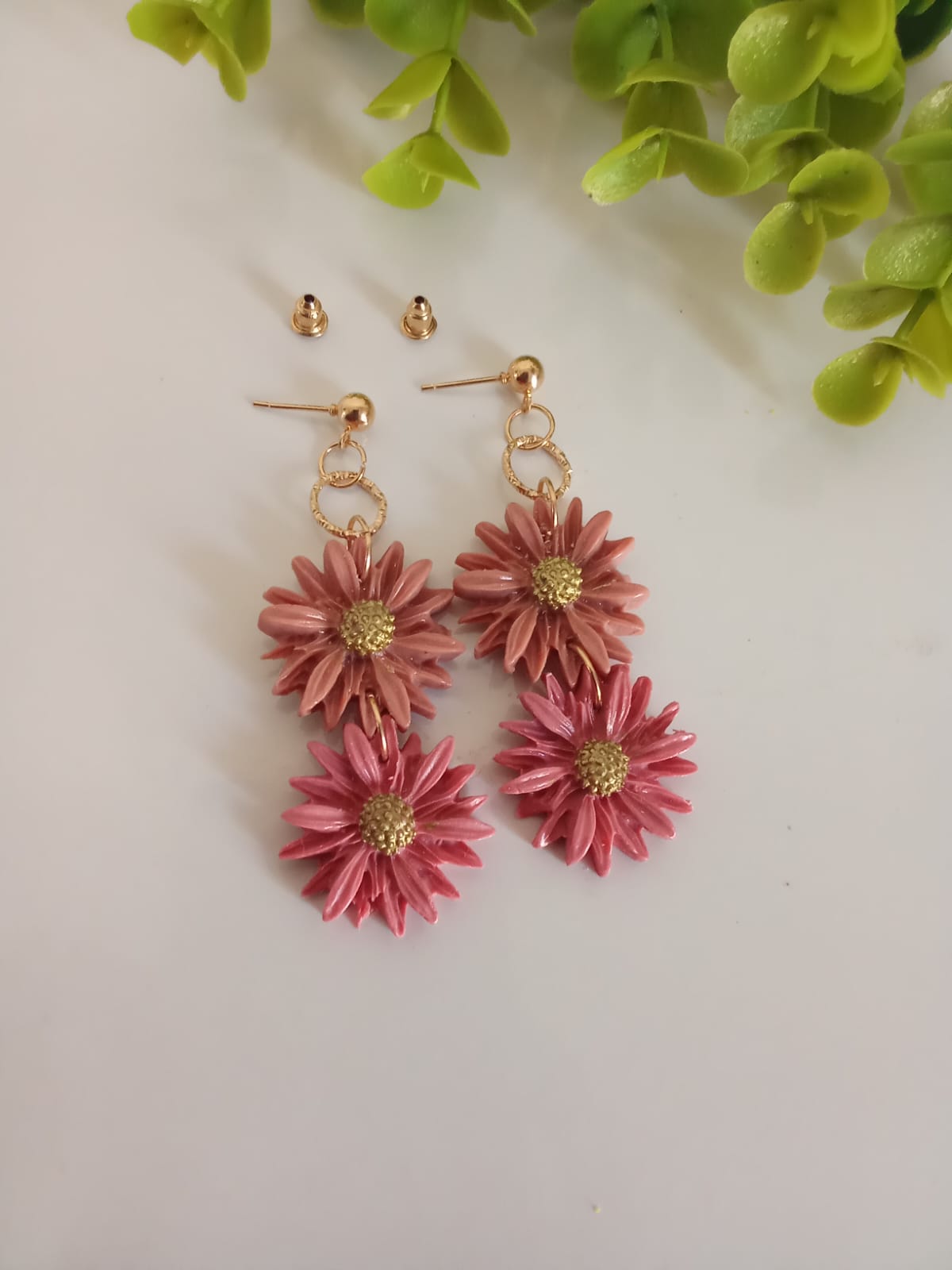 Handmade Polymer Clay Daisy Earring Floral Dangle Boho Cute Earring