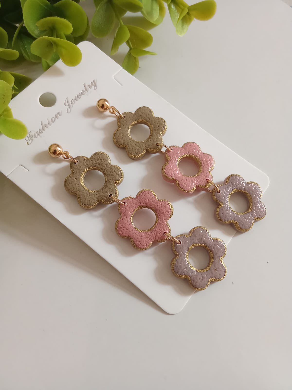 Handmade Polymer Clay Dangle Earring Floral Statement Cute Earring for Gift