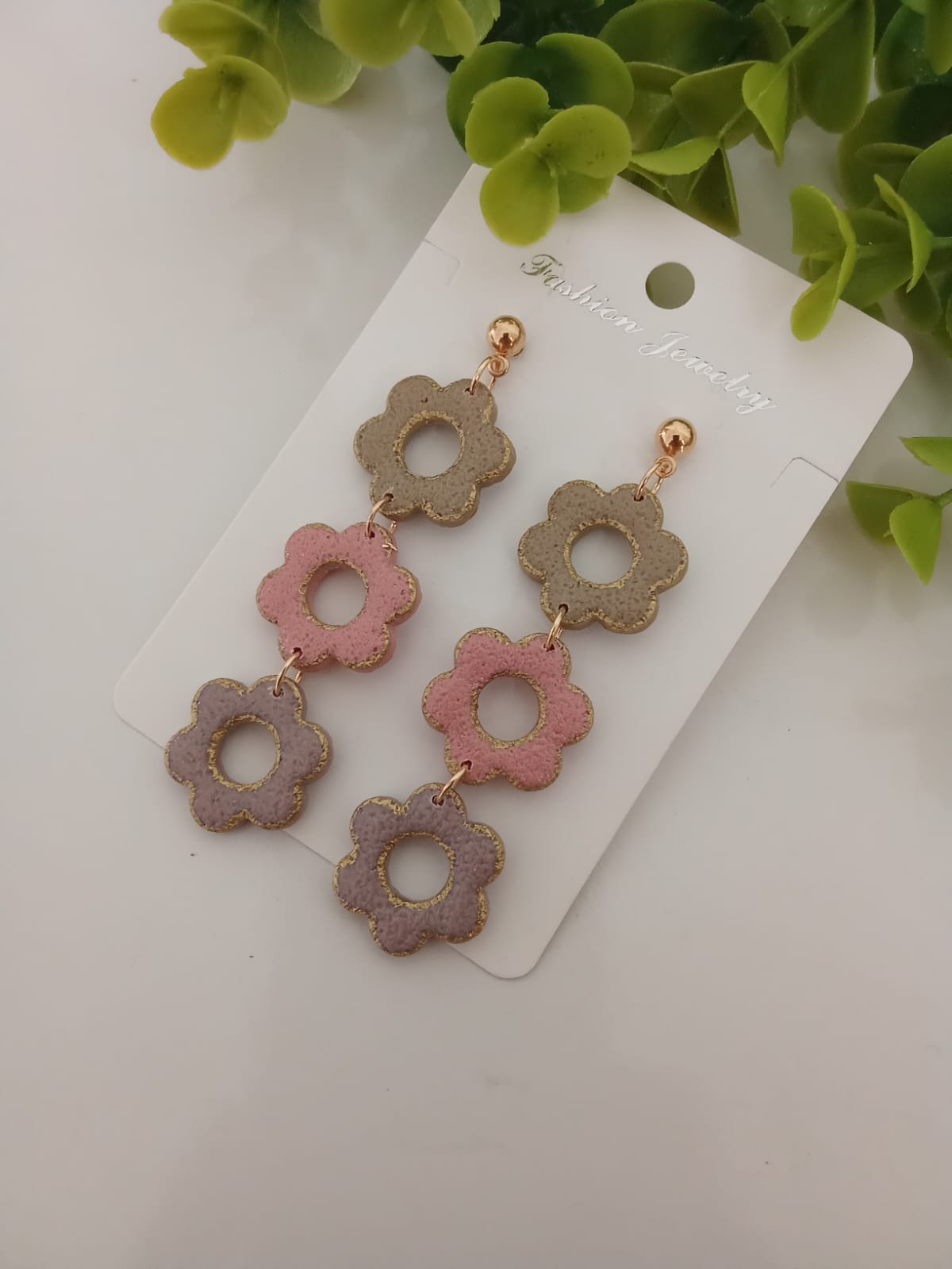 Handmade Polymer Clay Dangle Earring Floral Statement Cute Earring for Gift
