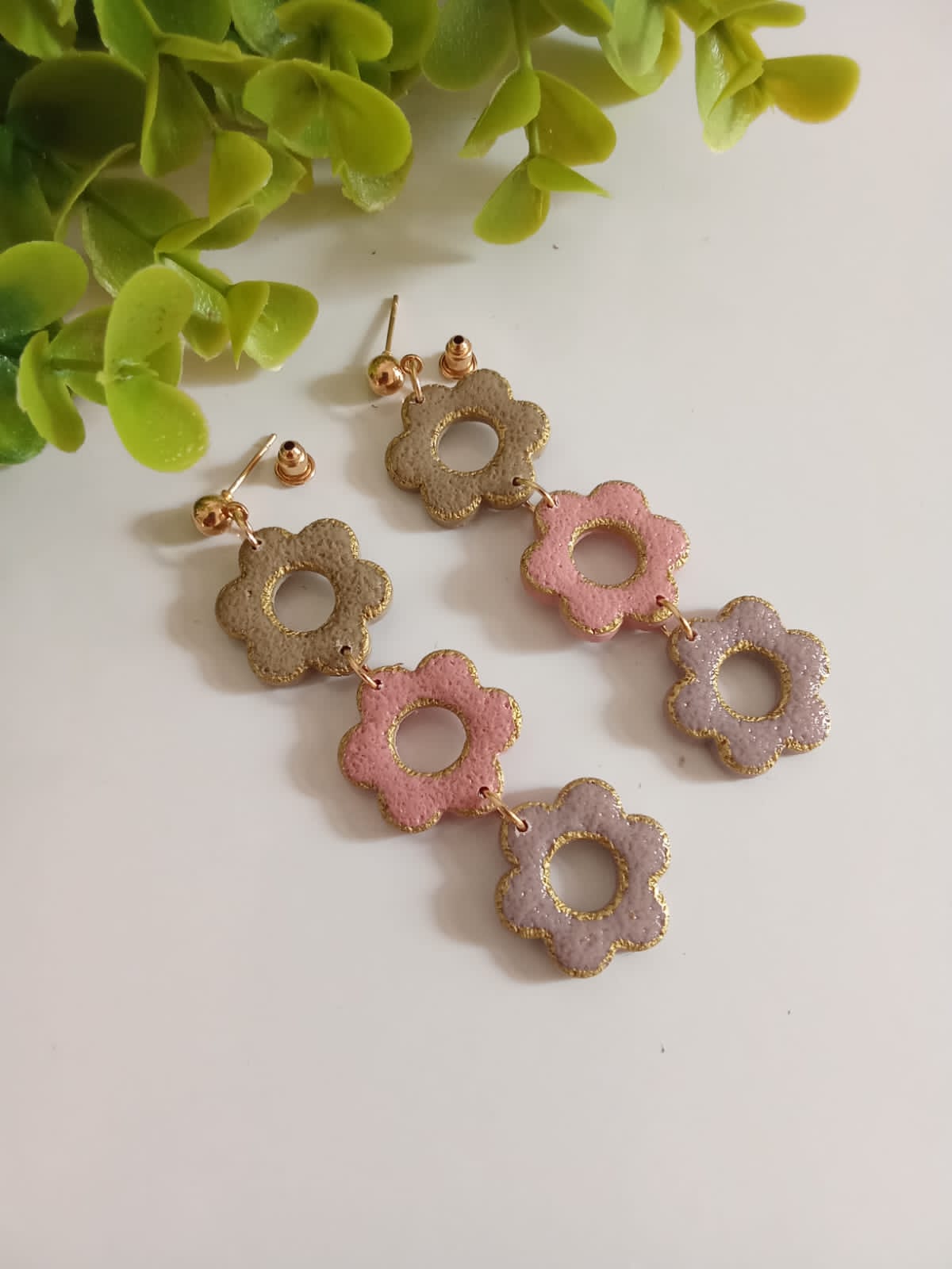 Handmade Polymer Clay Dangle Earring Floral Statement Cute Earring for Gift