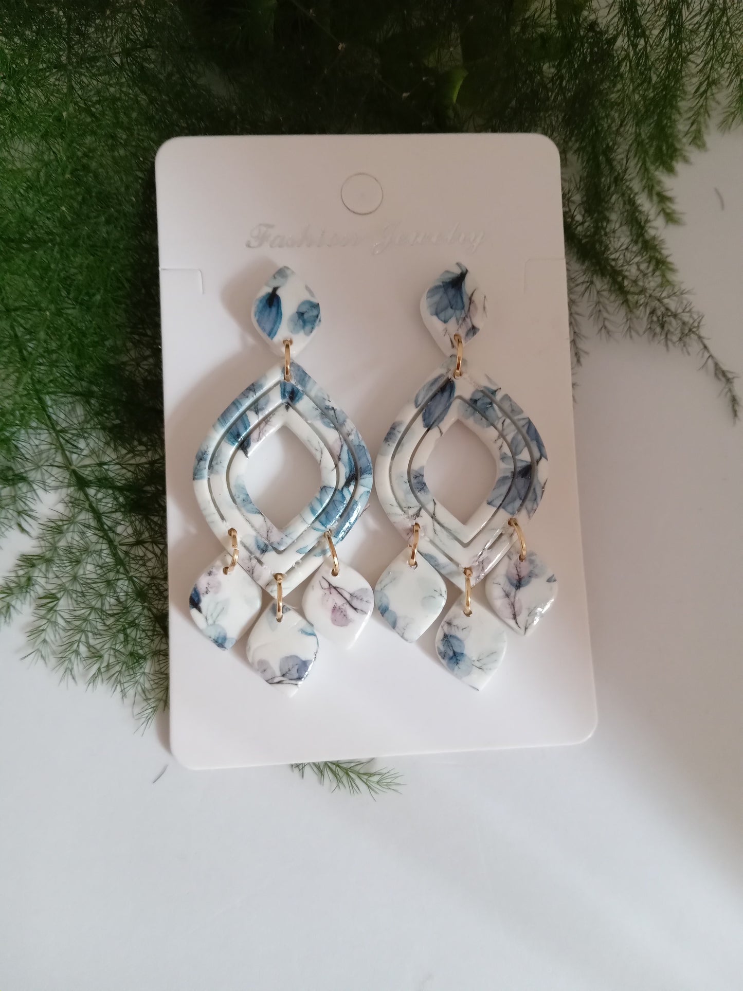 Handmade White Floral Dangle Earrings – Lightweight Boho Statement Jewelry