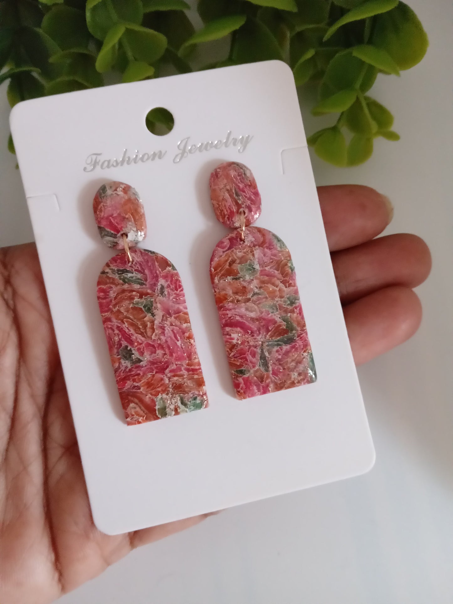 Pink Polymer Clay Earrings | Handmade Art Earrings for Women