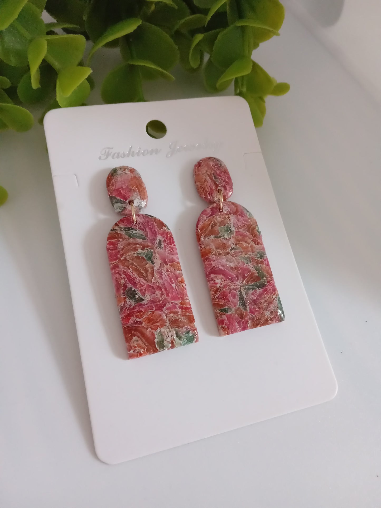 Pink Polymer Clay Earrings | Handmade Art Earrings for Women