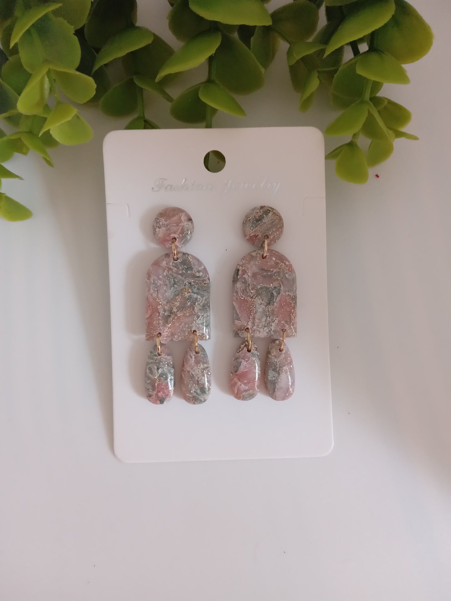 Faux Agate Translucent Polymer Clay Earrings/ Statement Dangle Lightweight Jewelry for Women