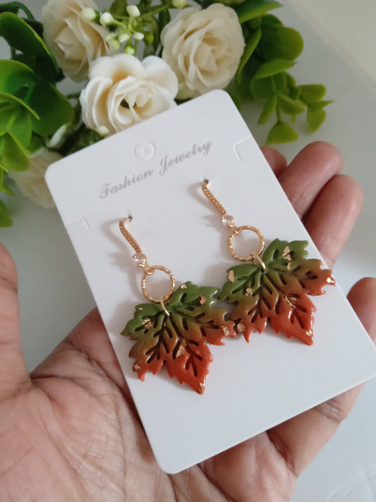 Fall Leaf Drop Earrings- Handmade Polymer Clay Maple Earrings/Autumn Jewelry for Women