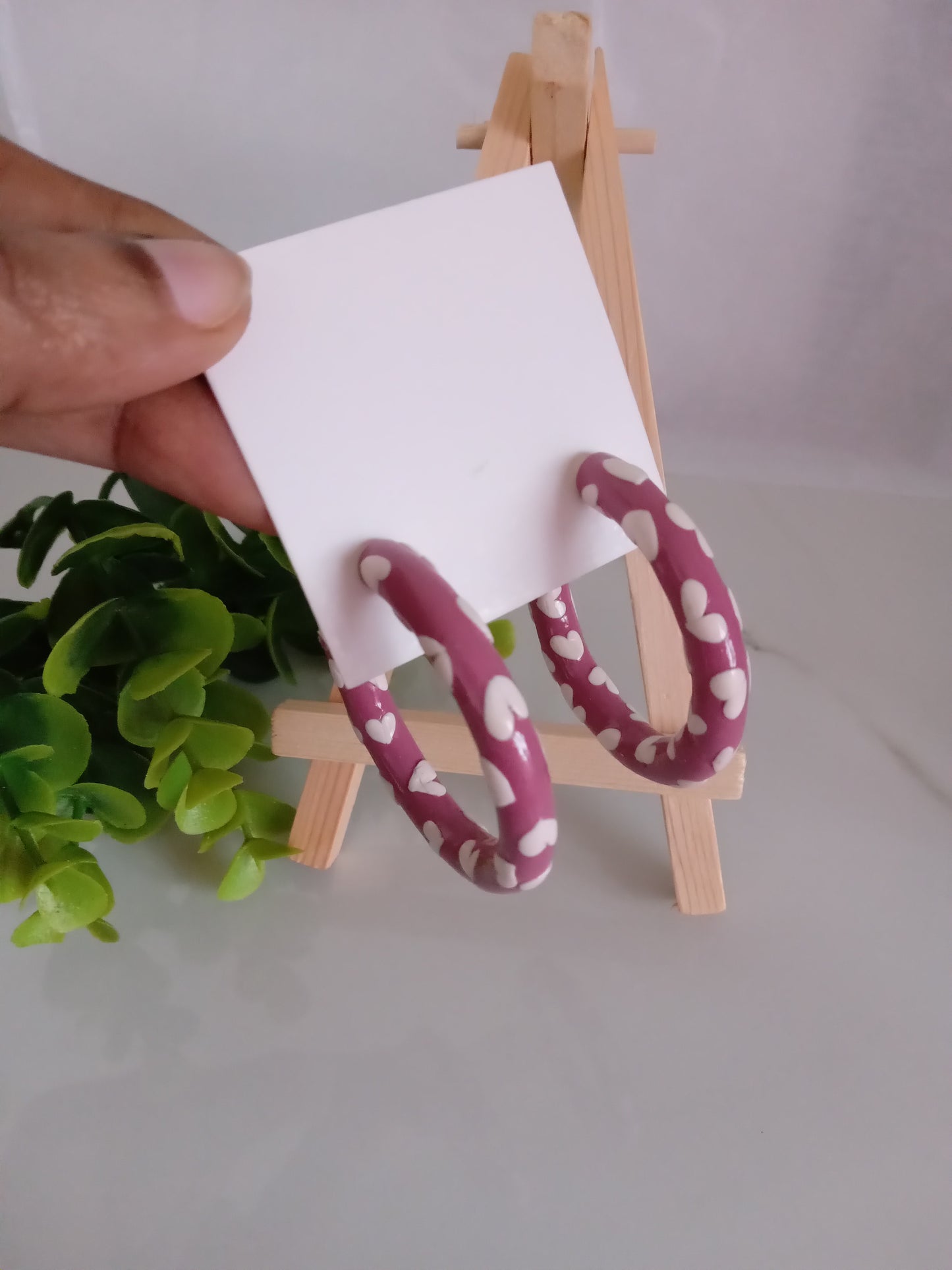 Pink Heart Hoop Earrings – Handmade Polymer Clay Valentine’s Day Gift Jewelry for Women