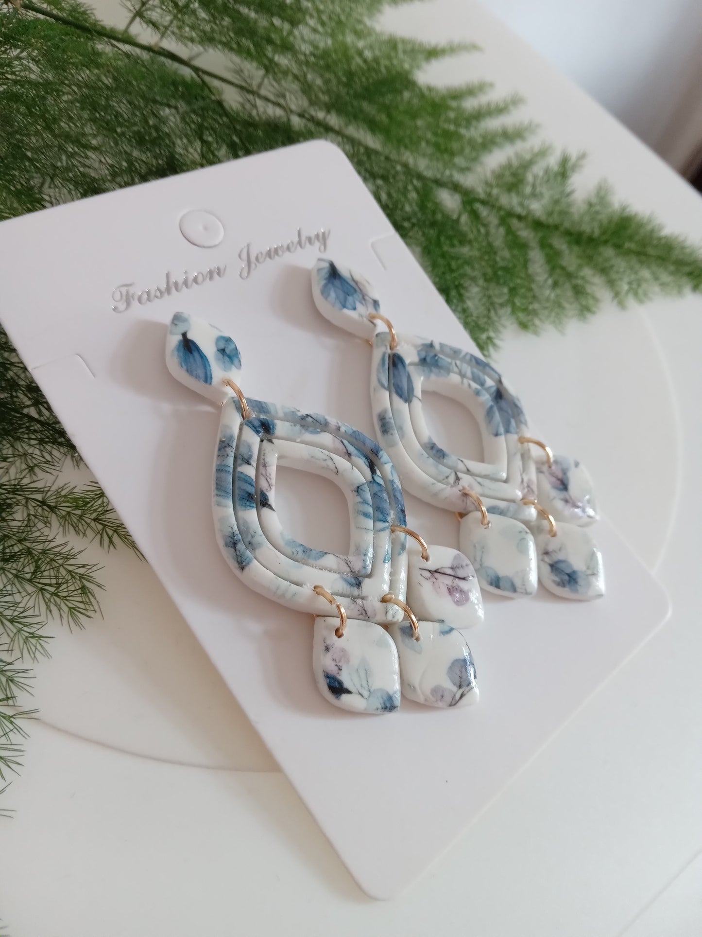 Handmade White Floral Dangle Earrings – Lightweight Boho Statement Jewelry