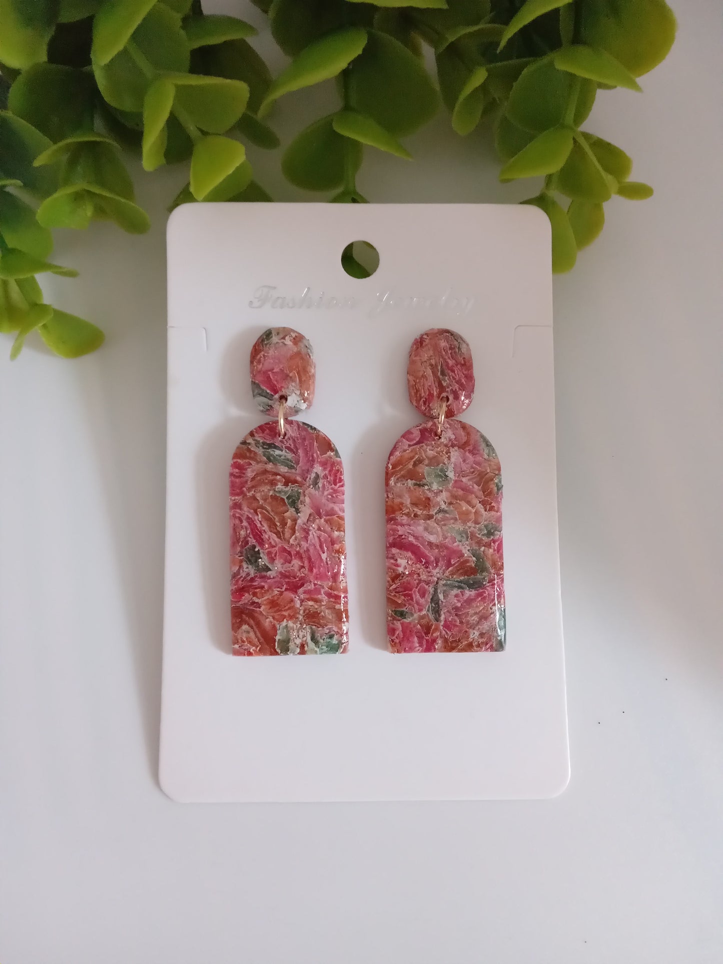 Pink Polymer Clay Earrings | Handmade Art Earrings for Women