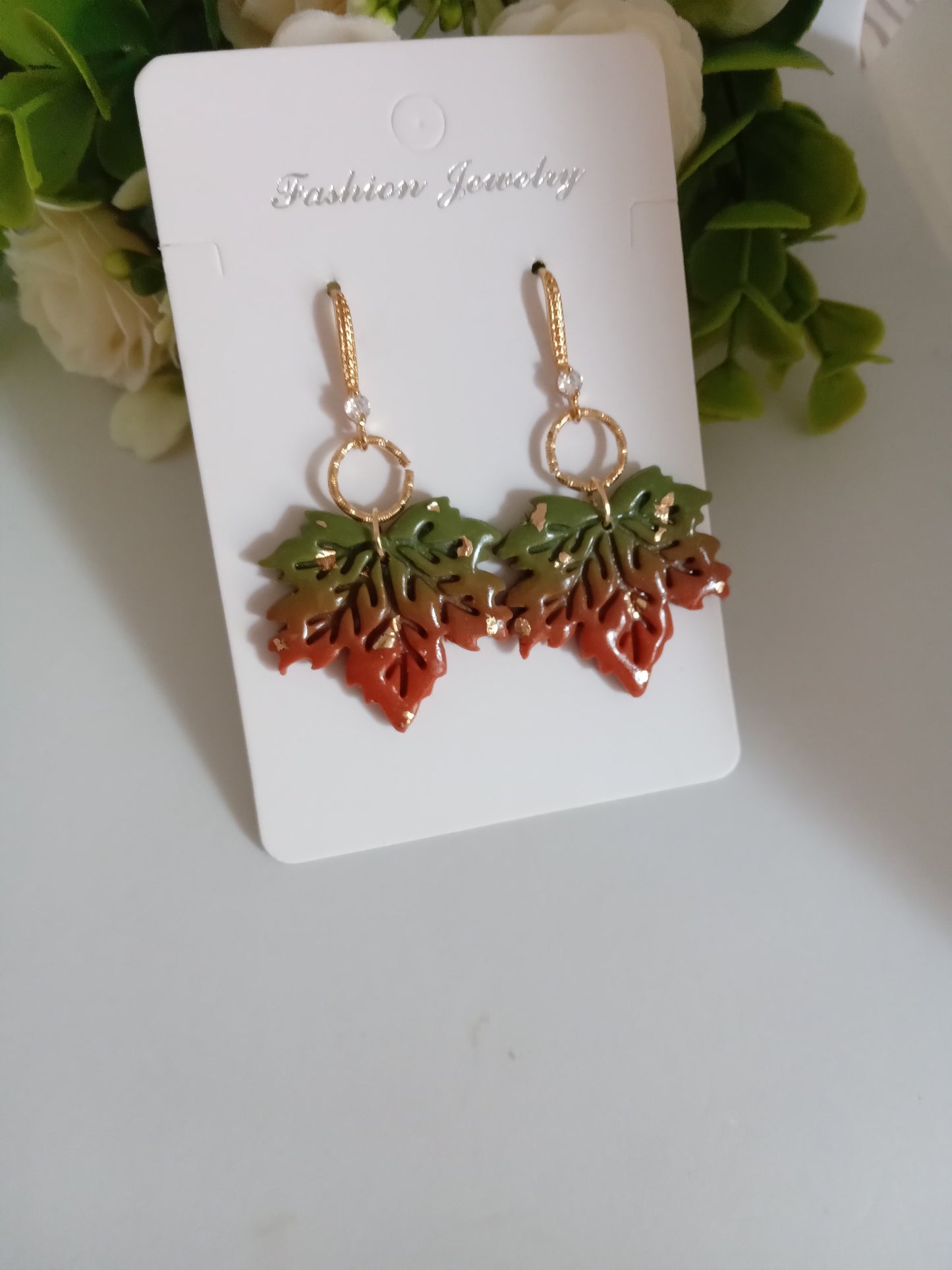 Fall Leaf Drop Earrings- Handmade Polymer Clay Maple Earrings/Autumn Jewelry for Women