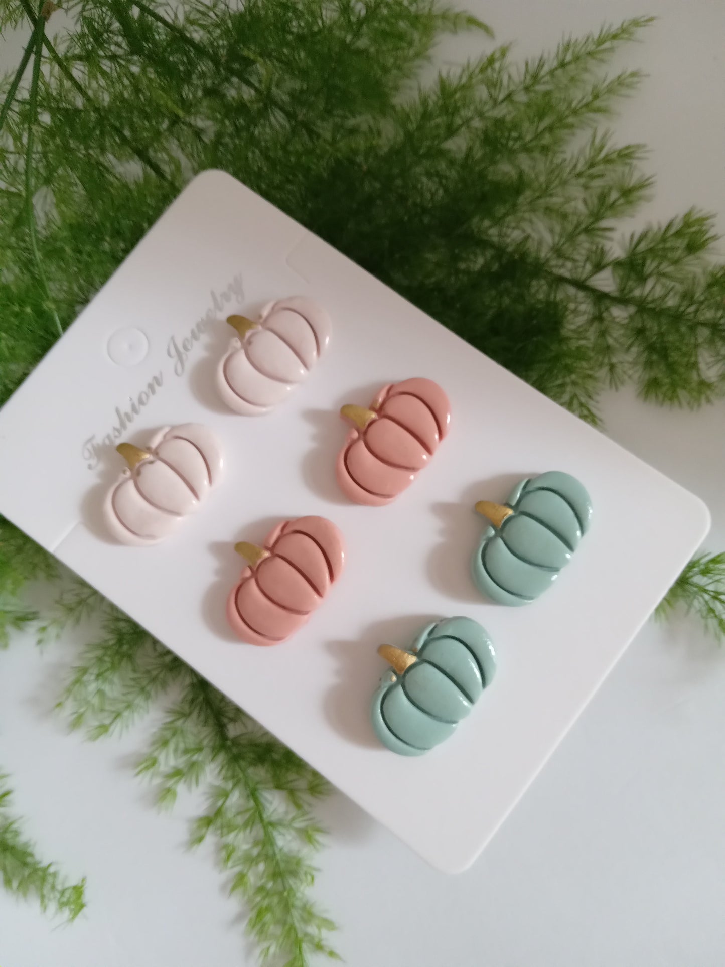 Pastel Pumpkin Polymer Clay Earrings - Cute Fall Studs for Autumn and Halloween