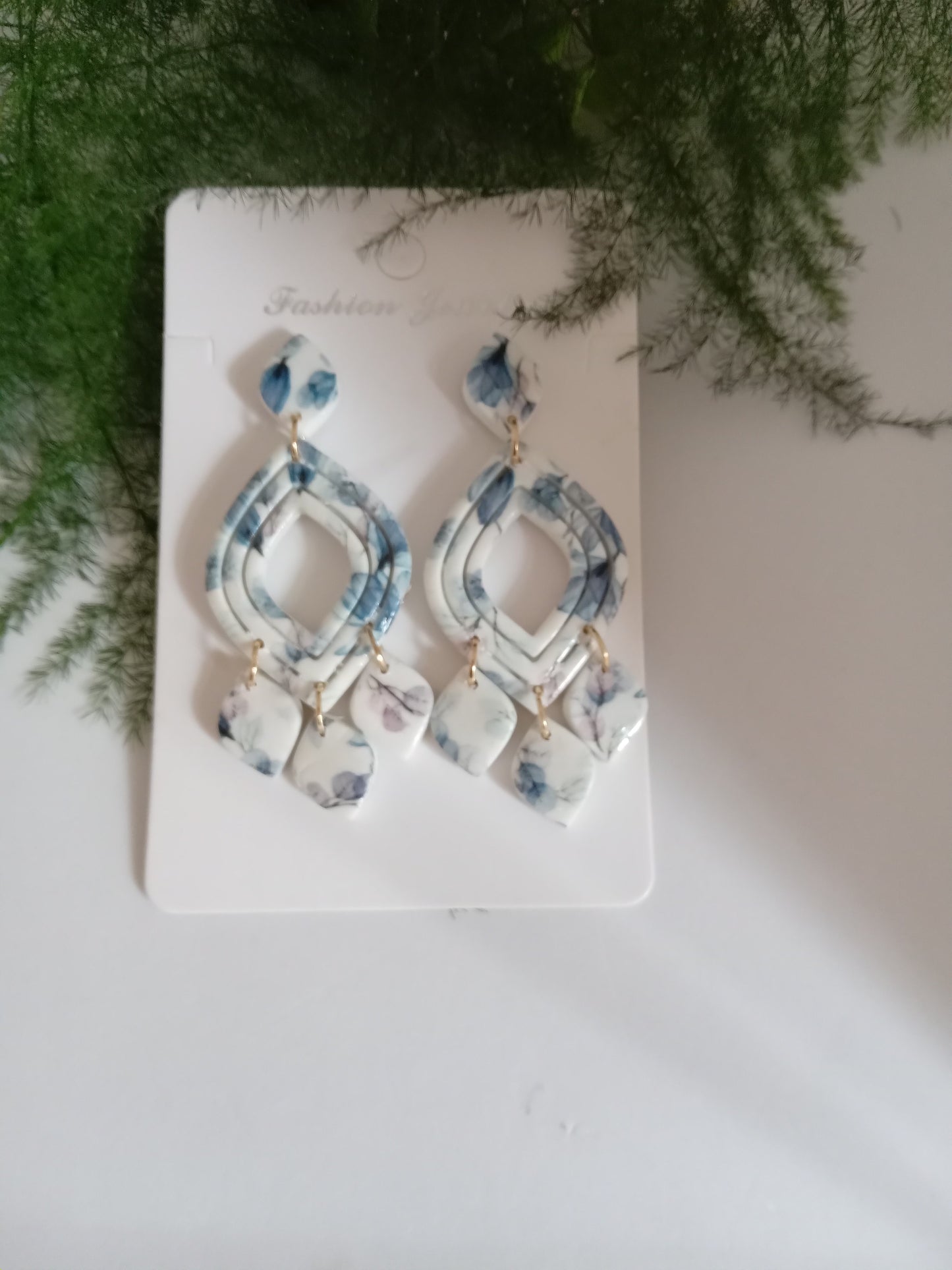 Handmade White Floral Dangle Earrings – Lightweight Boho Statement Jewelry