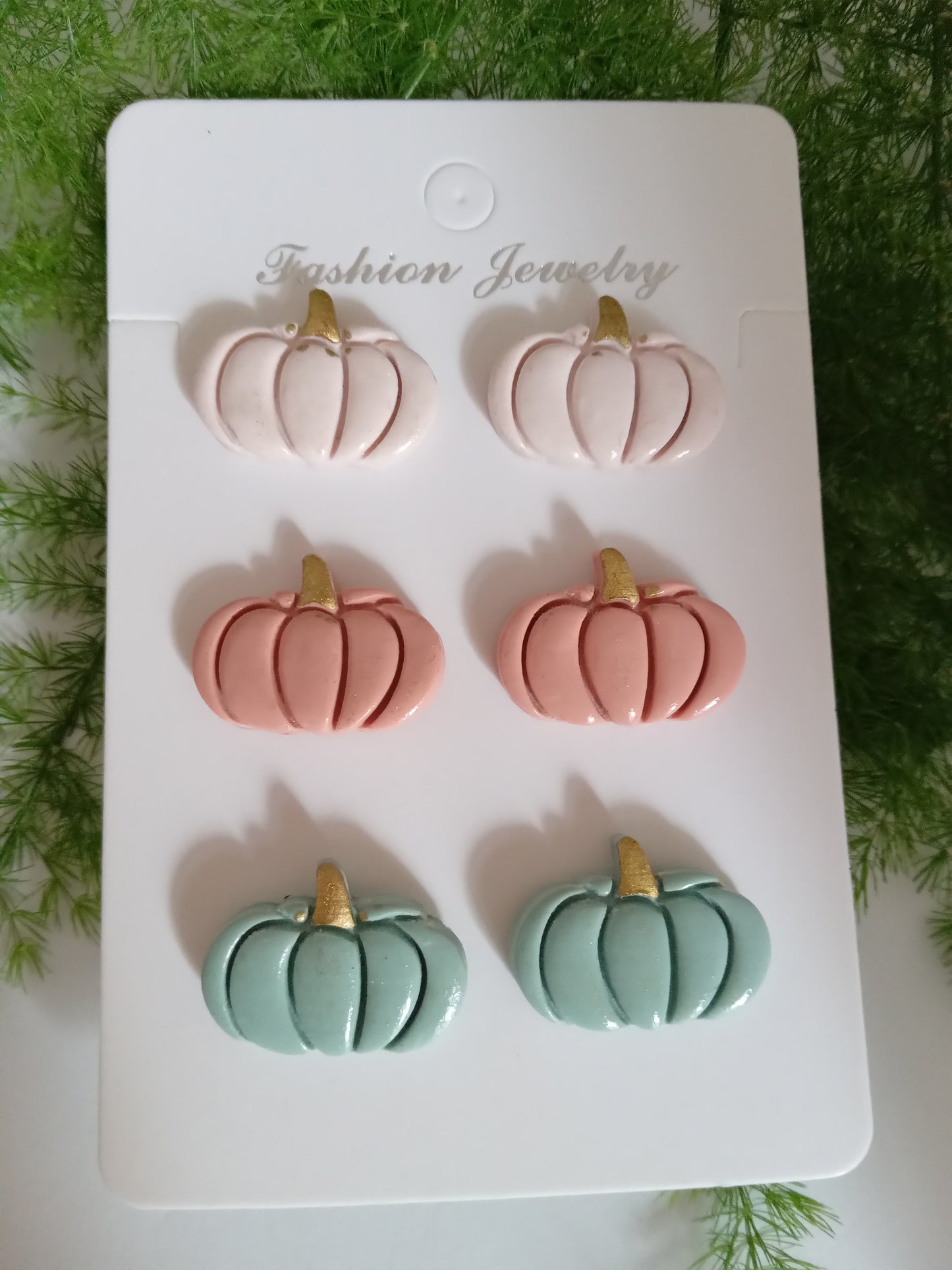 Pastel Pumpkin Polymer Clay Earrings - Cute Fall Studs for Autumn and Halloween