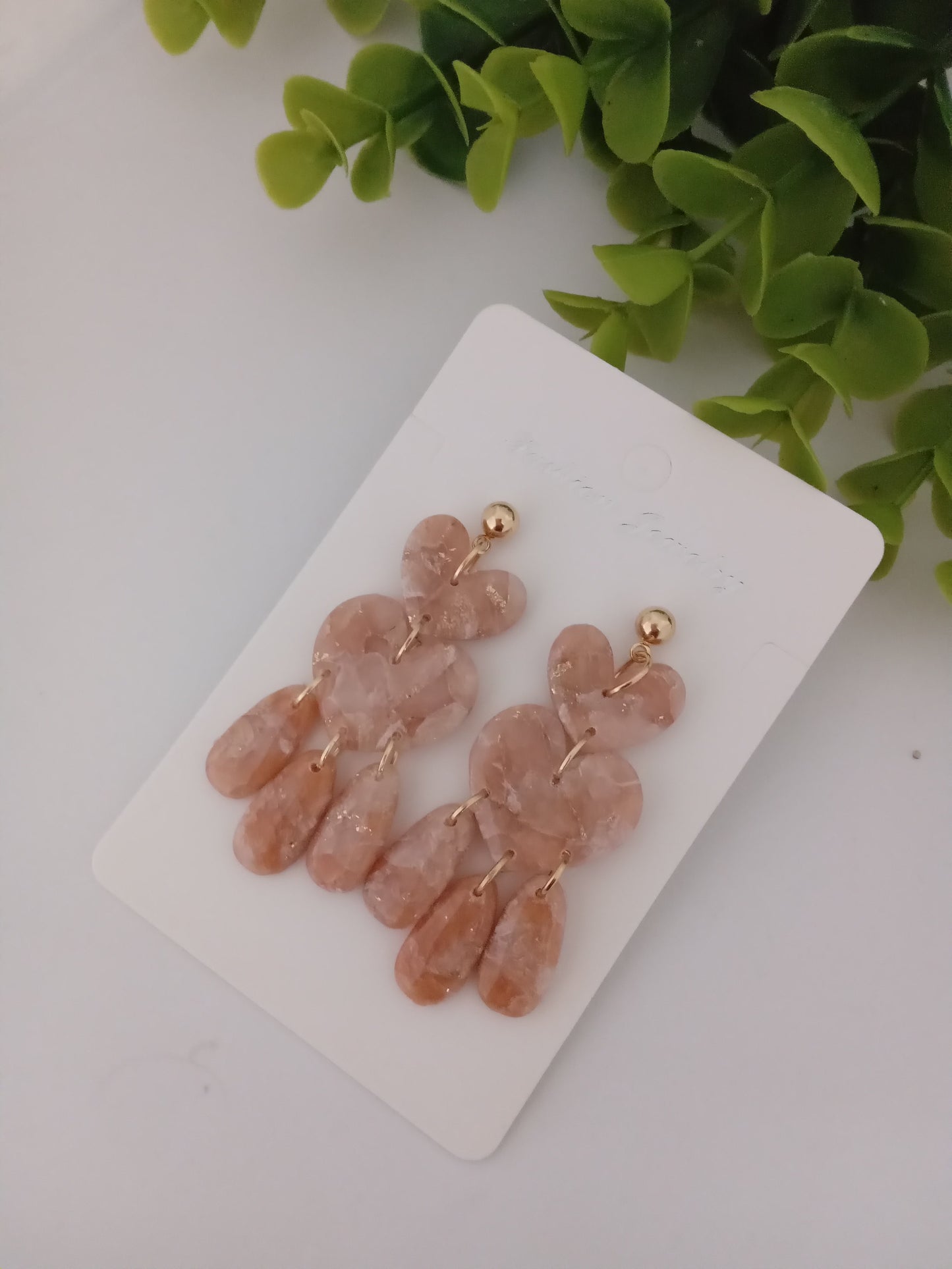 Marble Heart Dangle Earrings  - Lightweight Clay Statement Jewelry