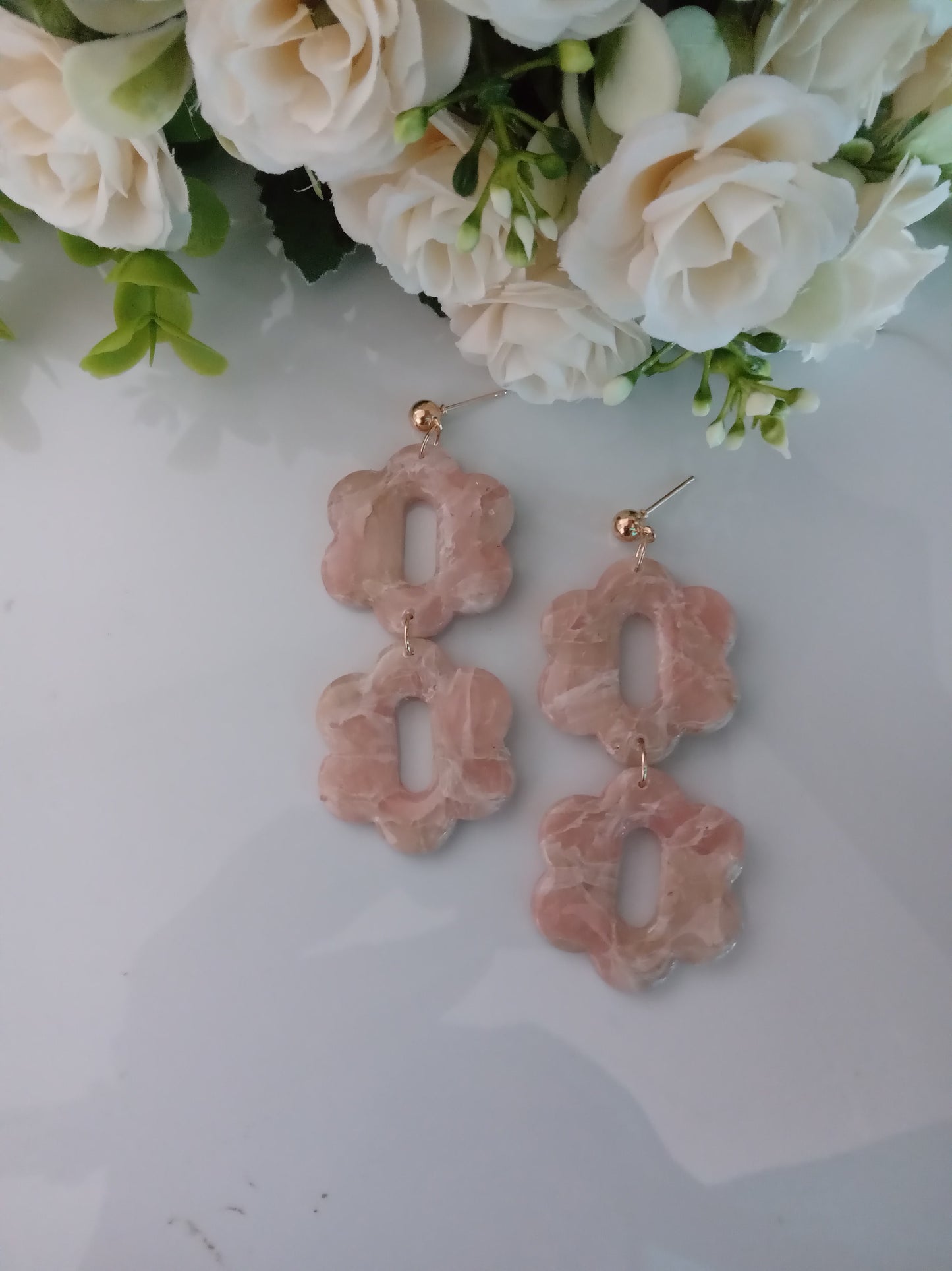 Faux Agate Translucent Polymer Clay Earrings- Handmade Crystal Inspired Dangles