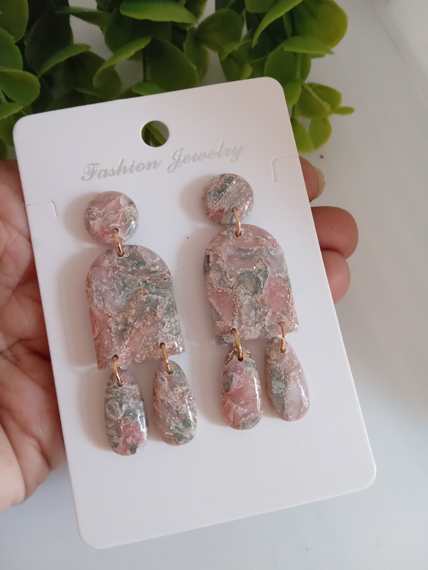 Faux Agate Translucent Polymer Clay Earrings/ Statement Dangle Lightweight Jewelry for Women