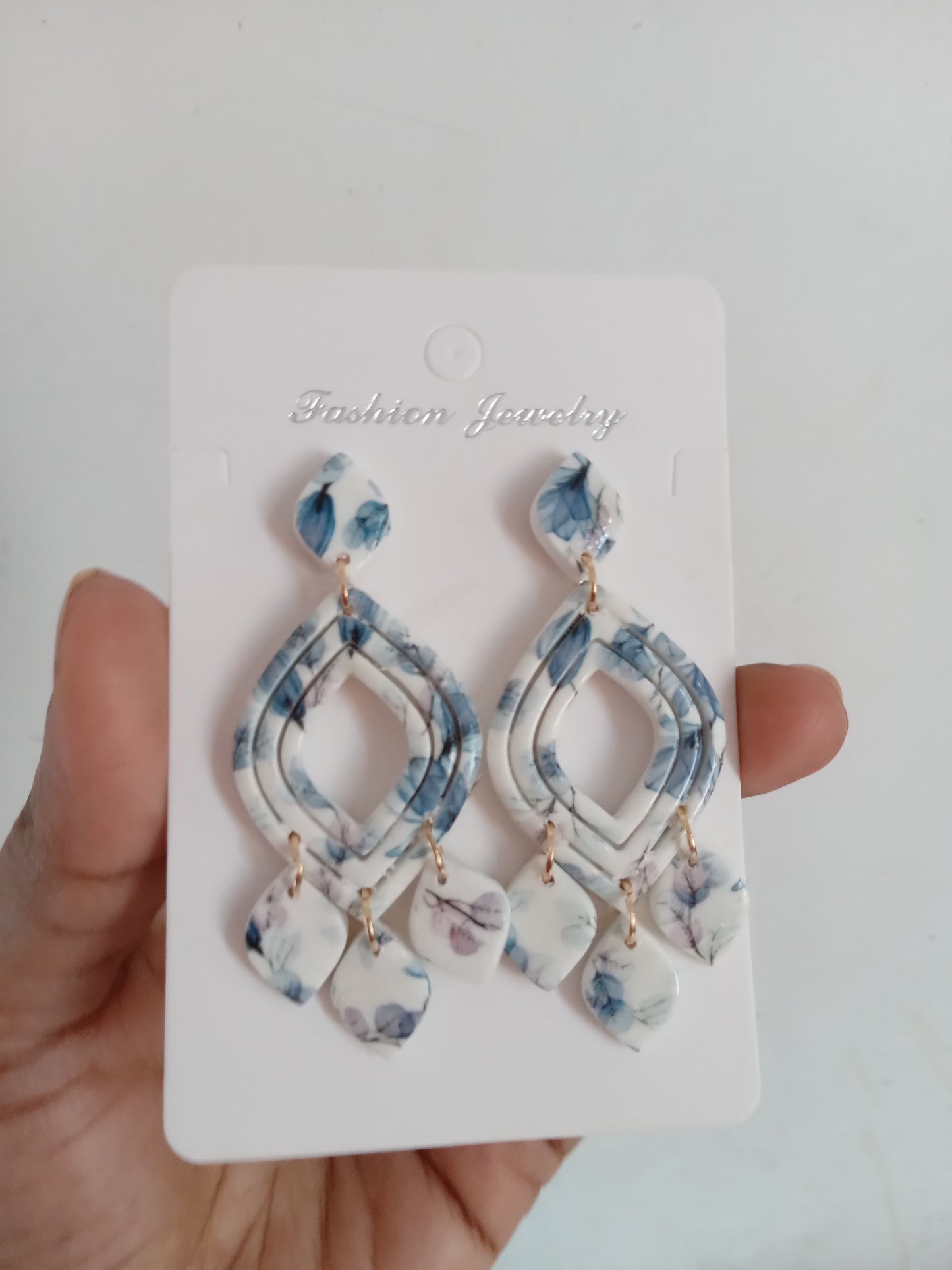 Handmade White Floral Dangle Earrings – Lightweight Boho Statement Jewelry