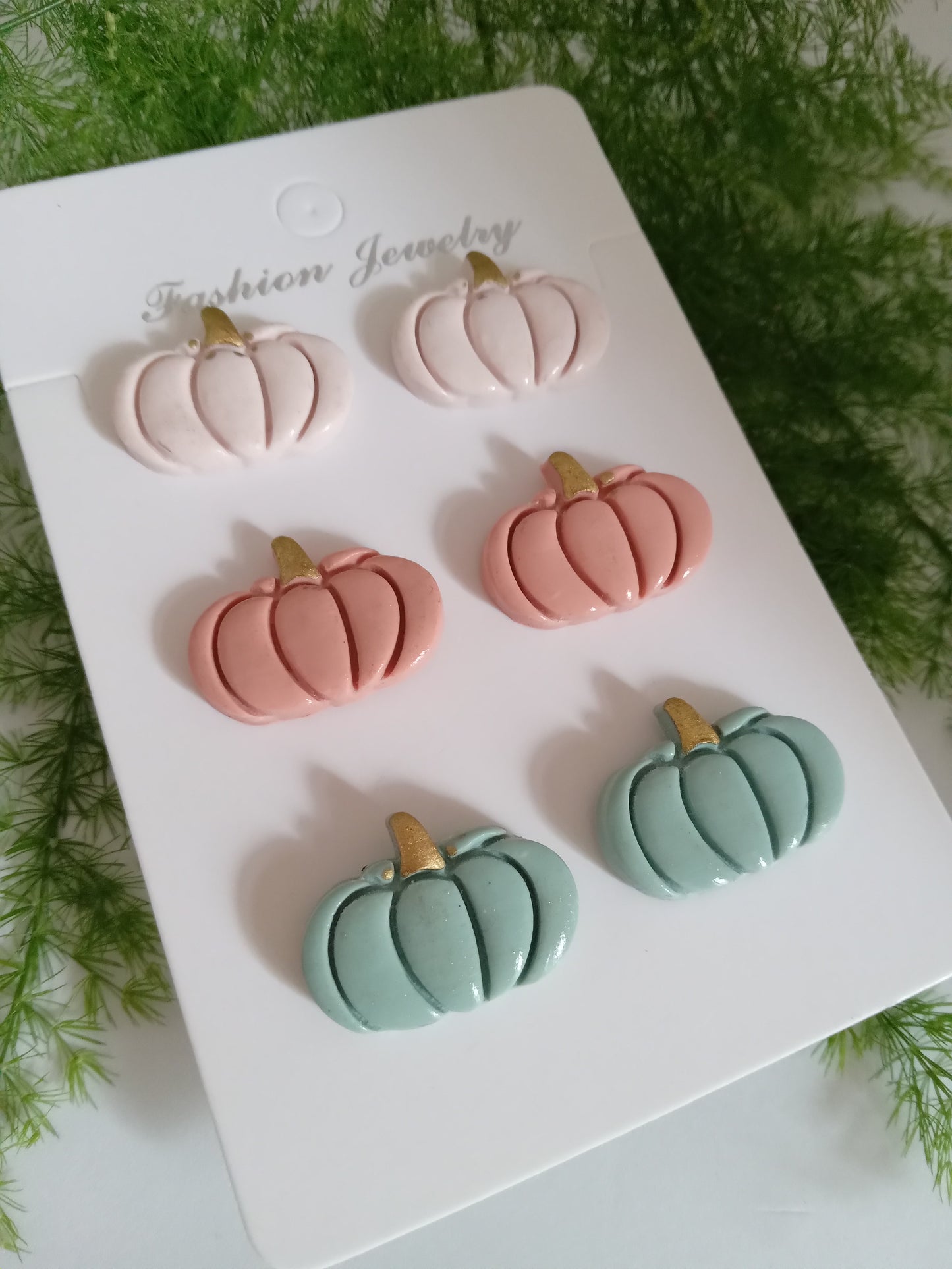 Pastel Pumpkin Polymer Clay Earrings - Cute Fall Studs for Autumn and Halloween