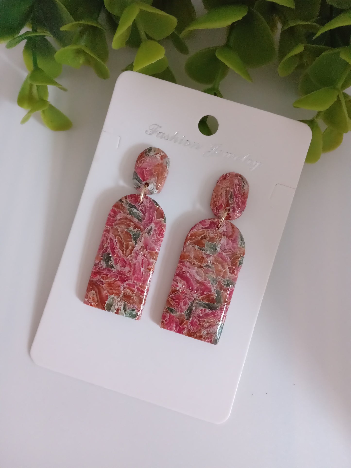 Pink Polymer Clay Earrings | Handmade Art Earrings for Women