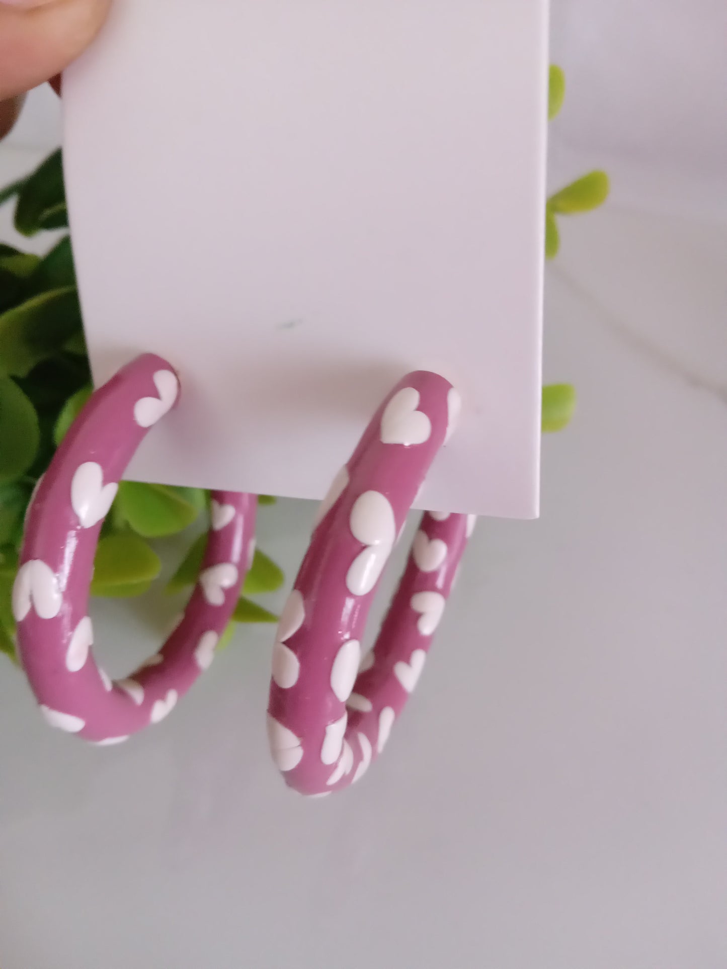 Pink Heart Hoop Earrings – Handmade Polymer Clay Valentine’s Day Gift Jewelry for Women