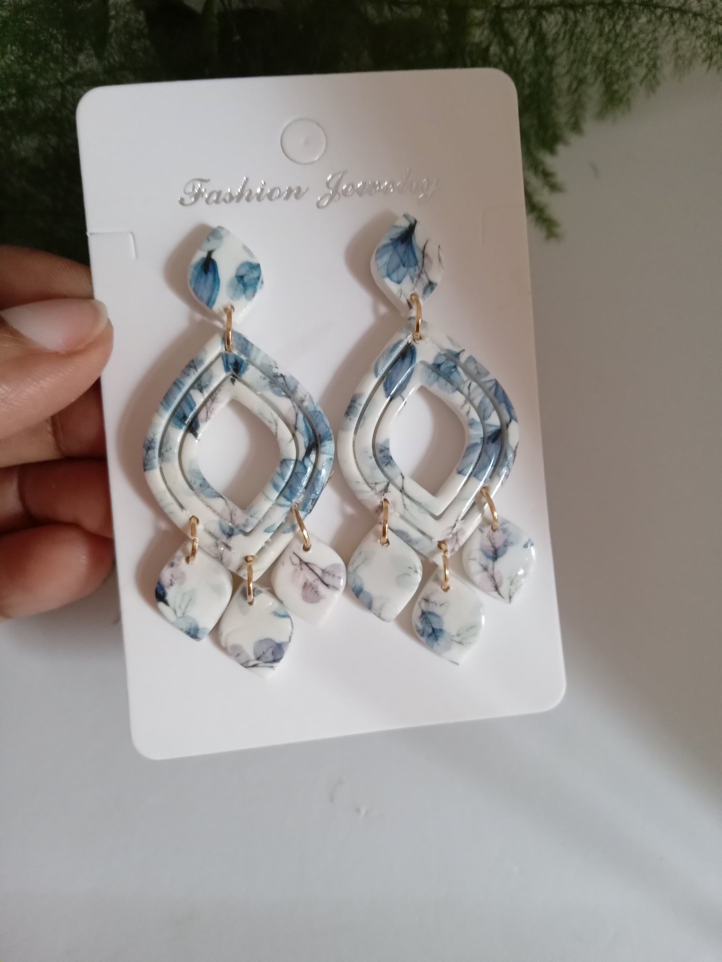 Handmade White Floral Dangle Earrings – Lightweight Boho Statement Jewelry