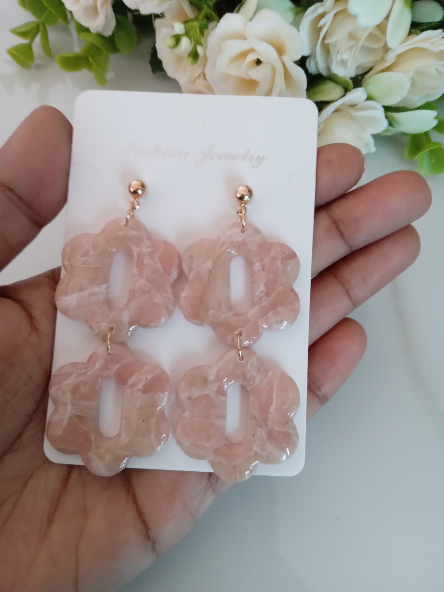 Faux Agate Translucent Polymer Clay Earrings- Handmade Crystal Inspired Dangles