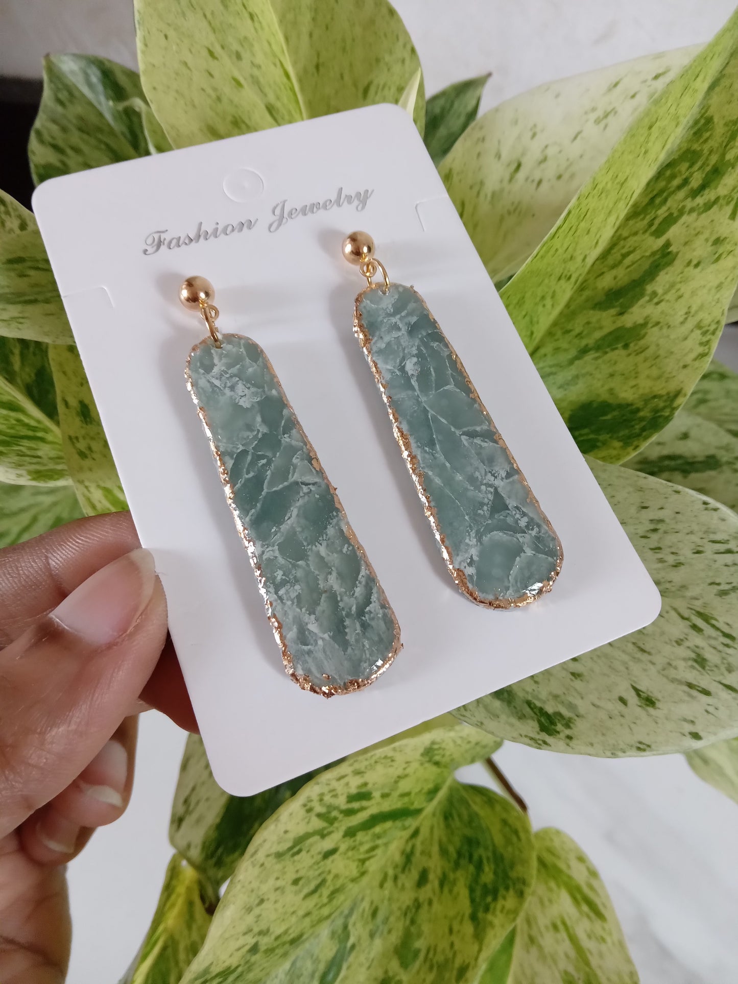 Elegant Aqua Stone Dangle Earrings - Handmade Statement Jewelry