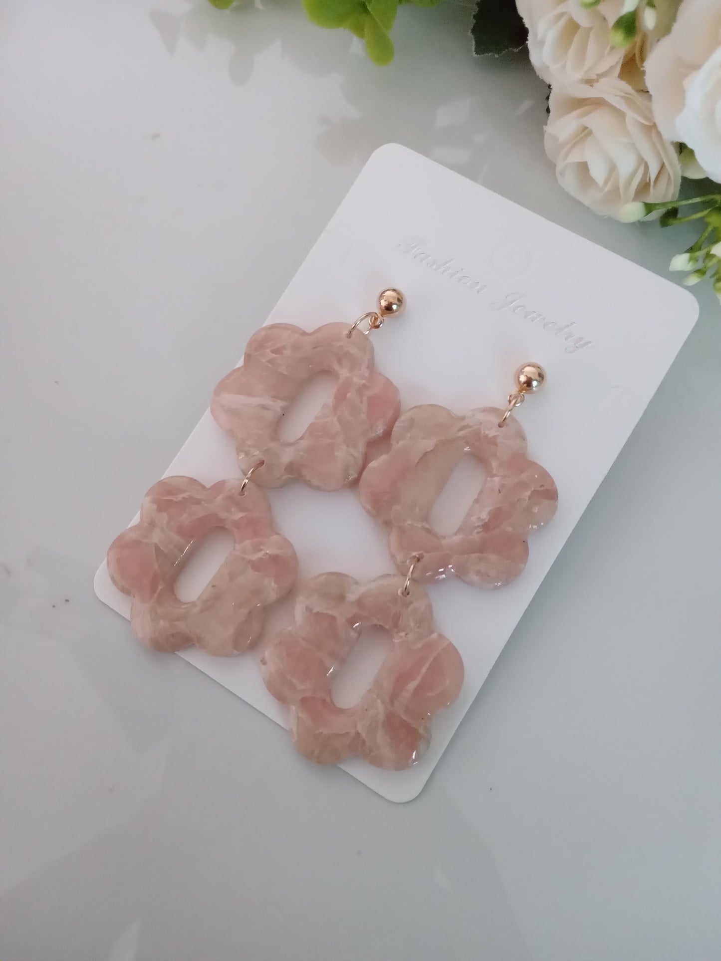 Faux Agate Translucent Polymer Clay Earrings- Handmade Crystal Inspired Dangles