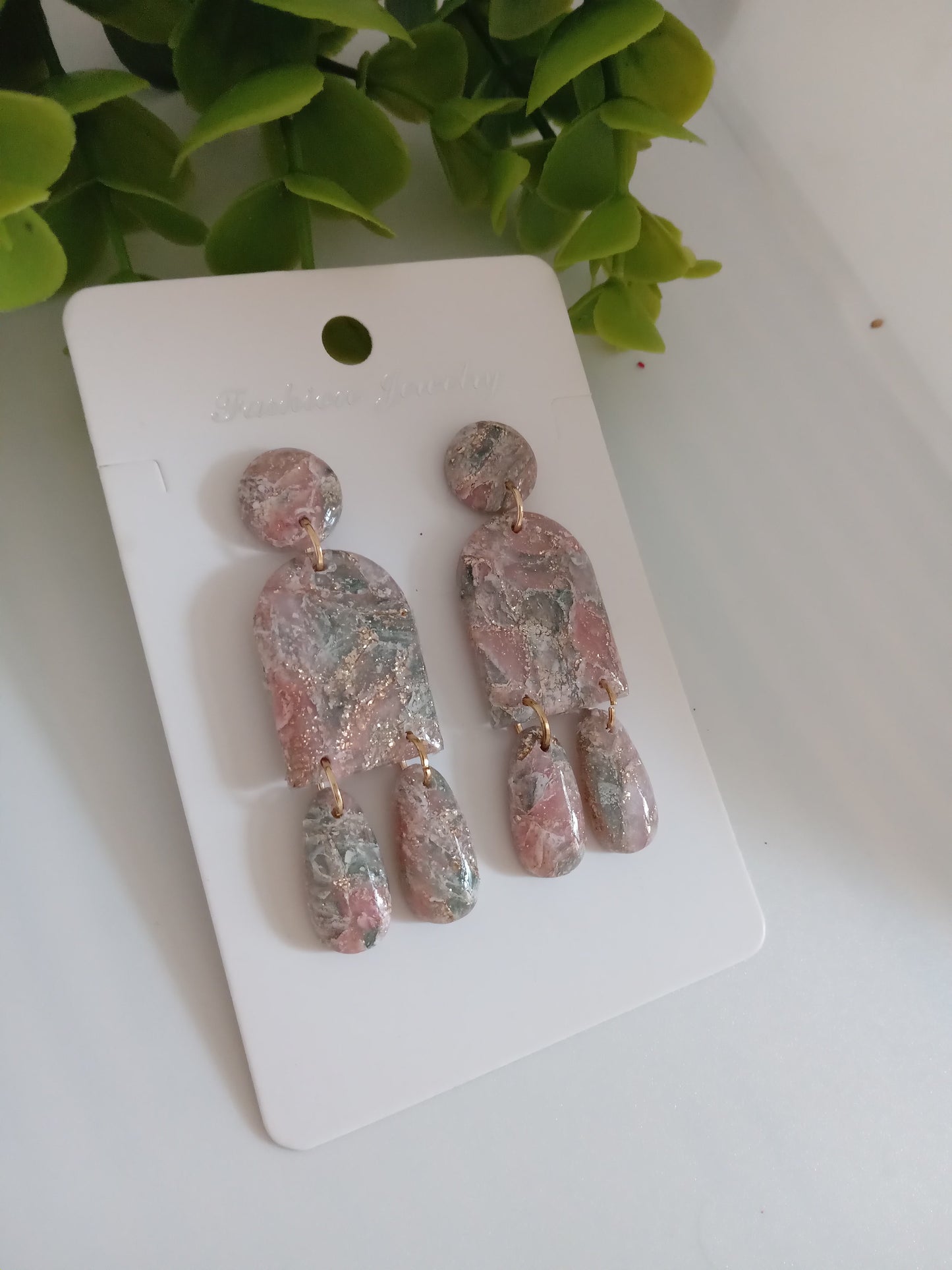 Faux Agate Translucent Polymer Clay Earrings/ Statement Dangle Lightweight Jewelry for Women