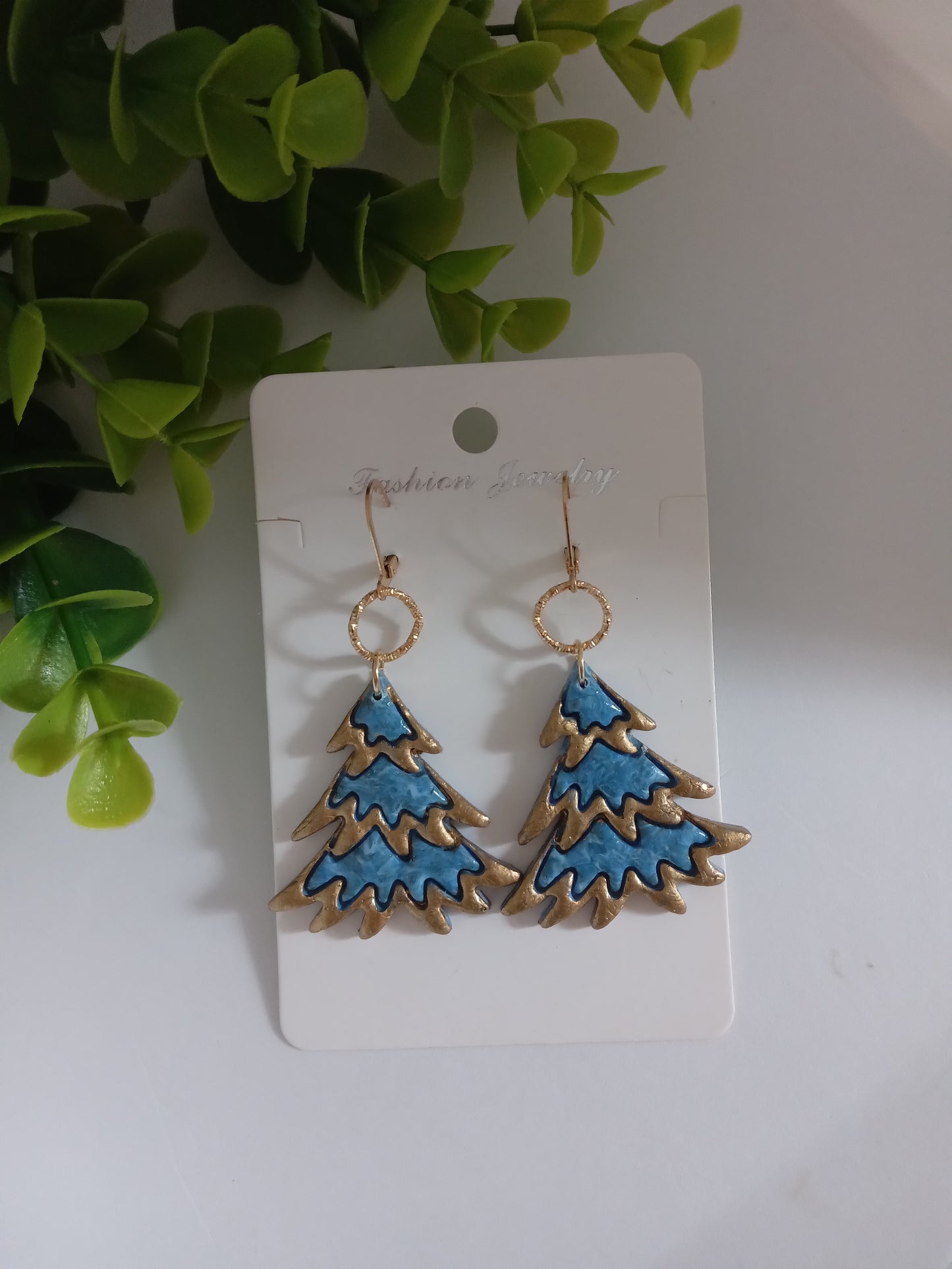 Handmade Christmas Tree Earrings- Holiday Earrings- Lightweight Festive Jewelry Gift for Her