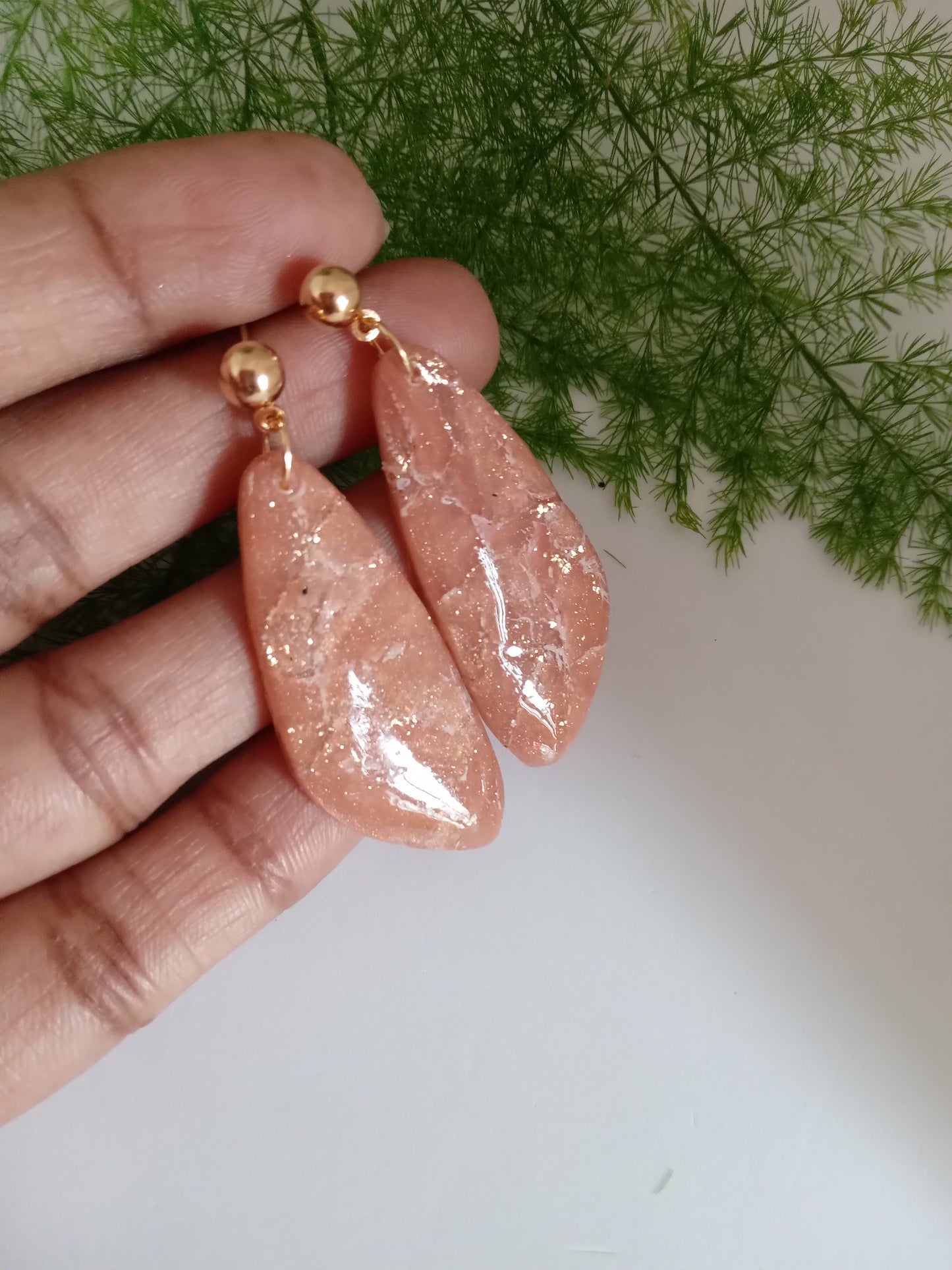 Faux Agate Translucent Polymer Clay Earrings - Inspired Dangles