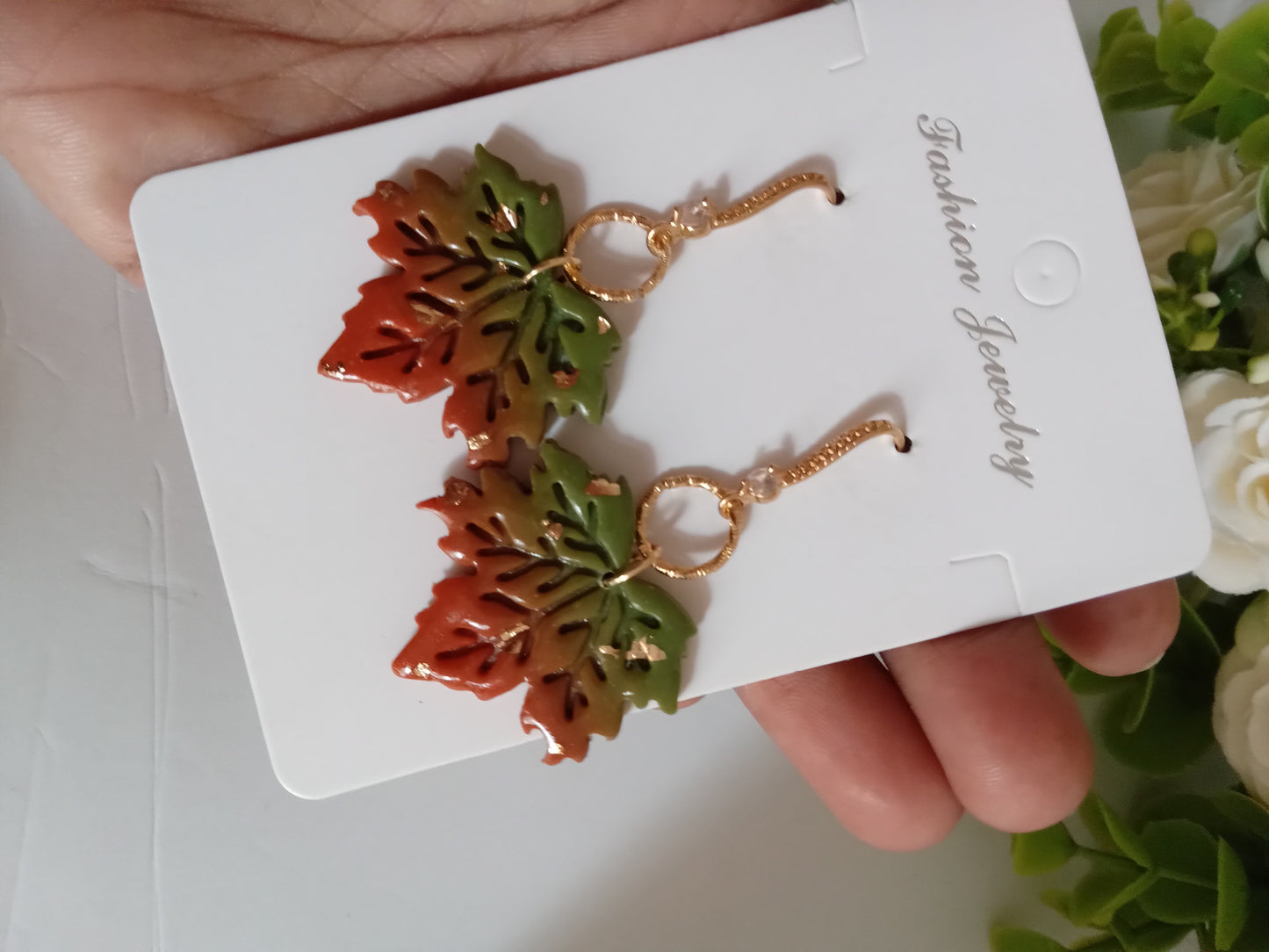 Fall Leaf Drop Earrings- Handmade Polymer Clay Maple Earrings/Autumn Jewelry for Women