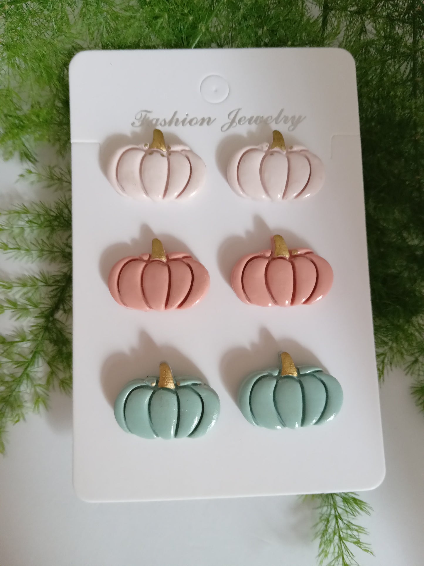 Pastel Pumpkin Polymer Clay Earrings - Cute Fall Studs for Autumn and Halloween