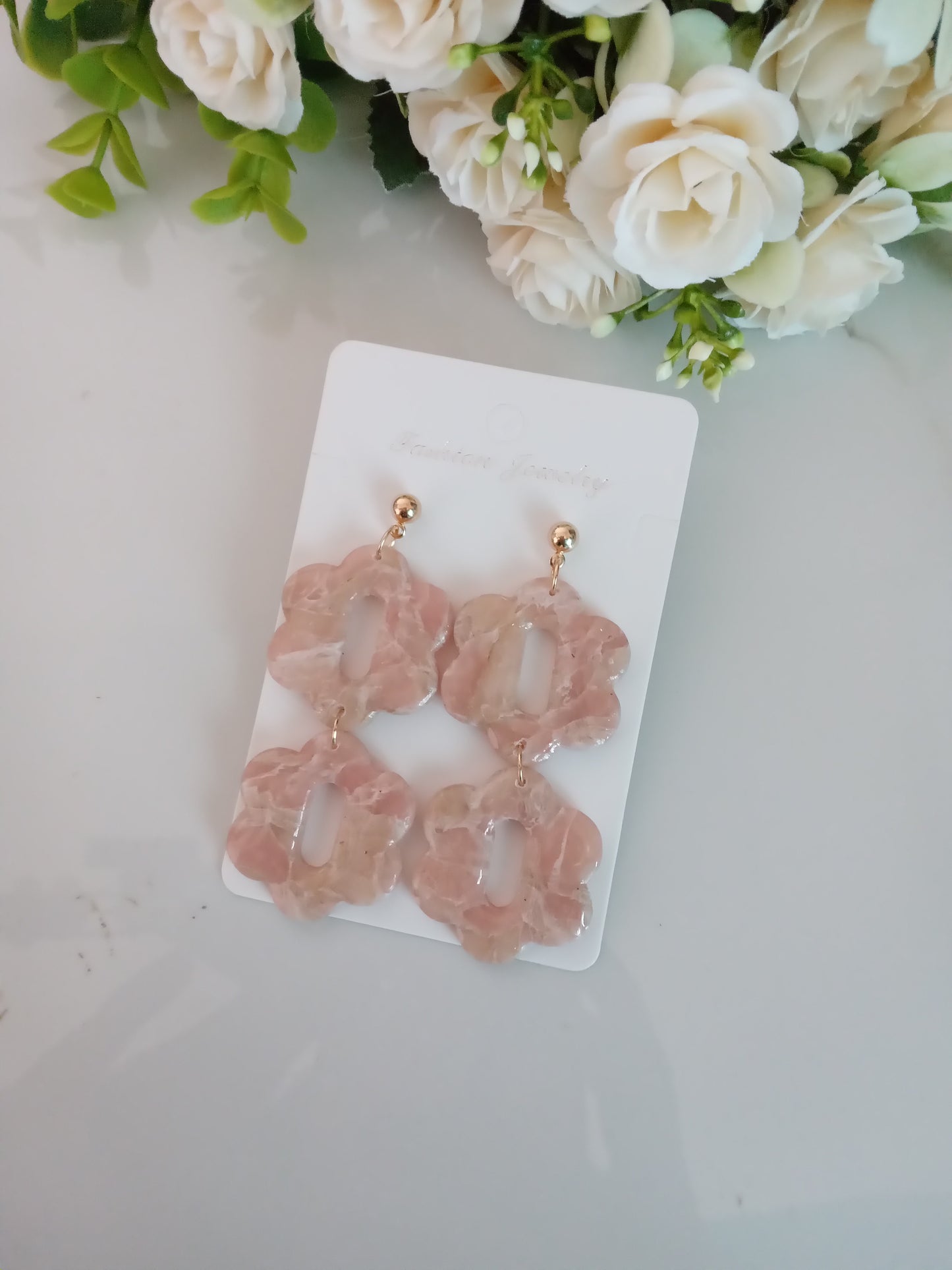 Faux Agate Translucent Polymer Clay Earrings- Handmade Crystal Inspired Dangles