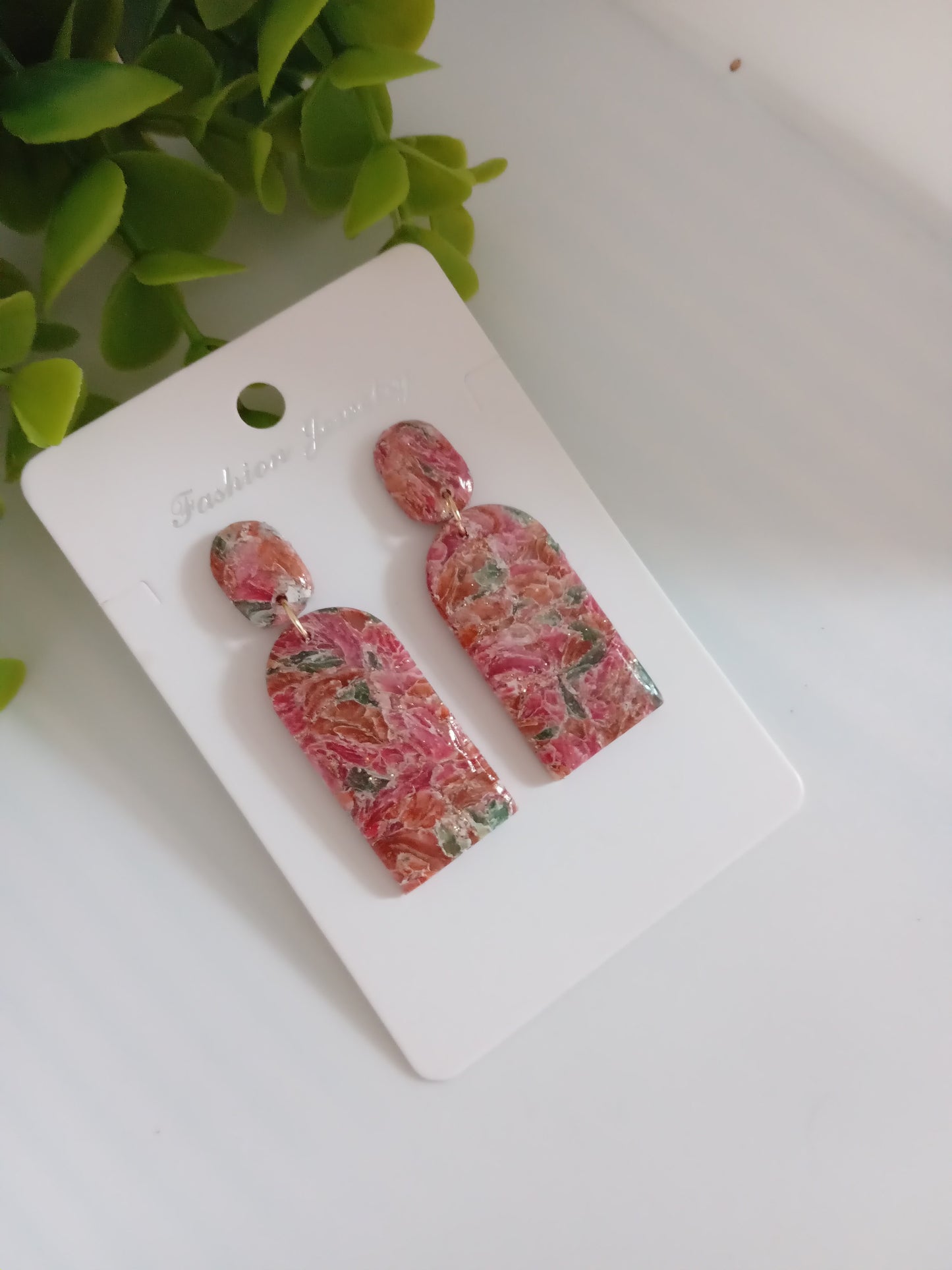 Pink Polymer Clay Earrings | Handmade Art Earrings for Women