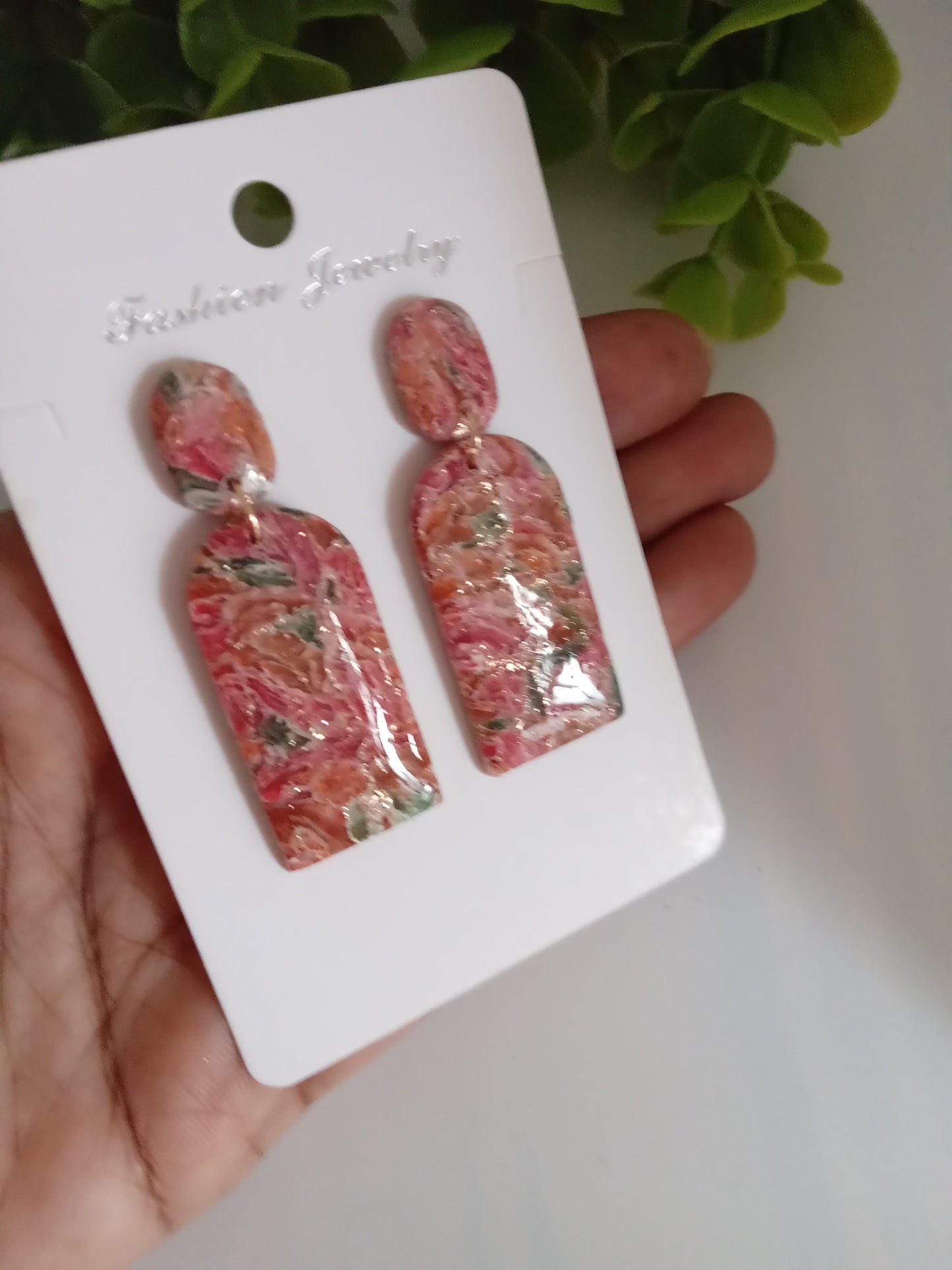 Pink Polymer Clay Earrings | Handmade Art Earrings for Women