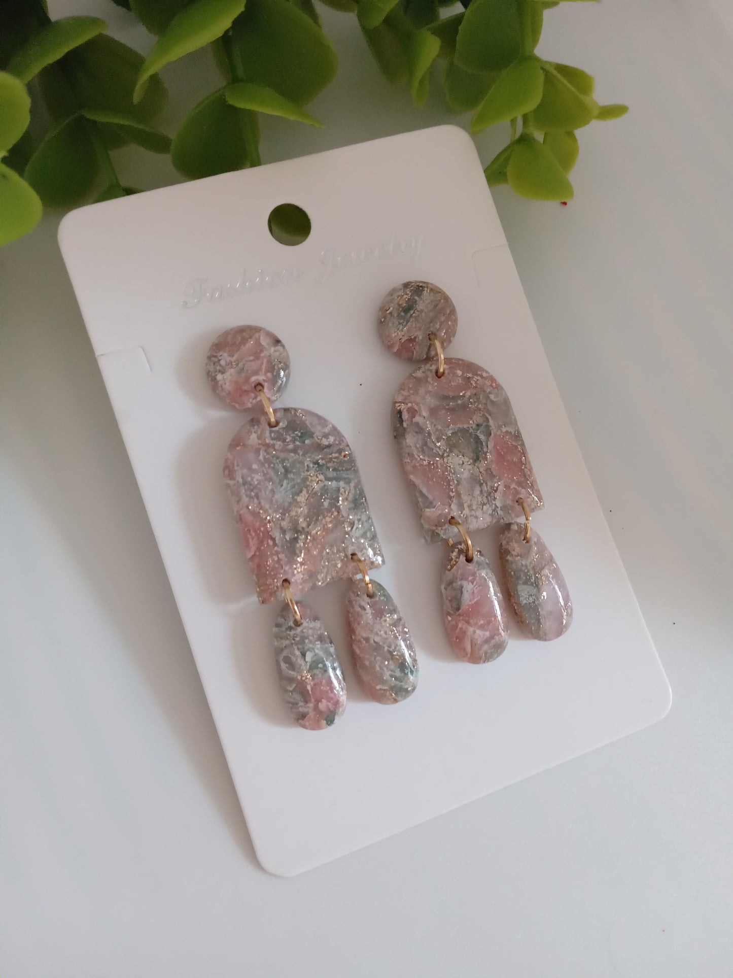 Faux Agate Translucent Polymer Clay Earrings/ Statement Dangle Lightweight Jewelry for Women