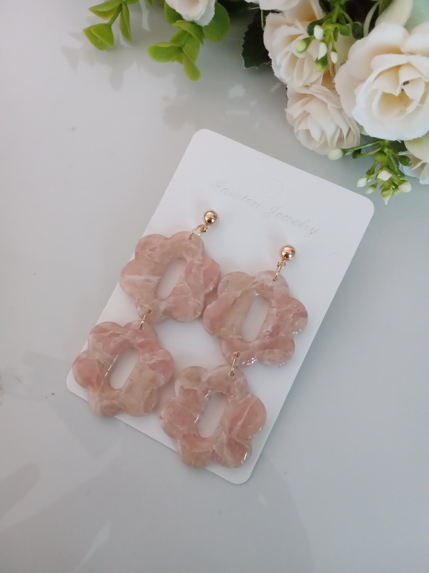 Faux Agate Translucent Polymer Clay Earrings- Handmade Crystal Inspired Dangles