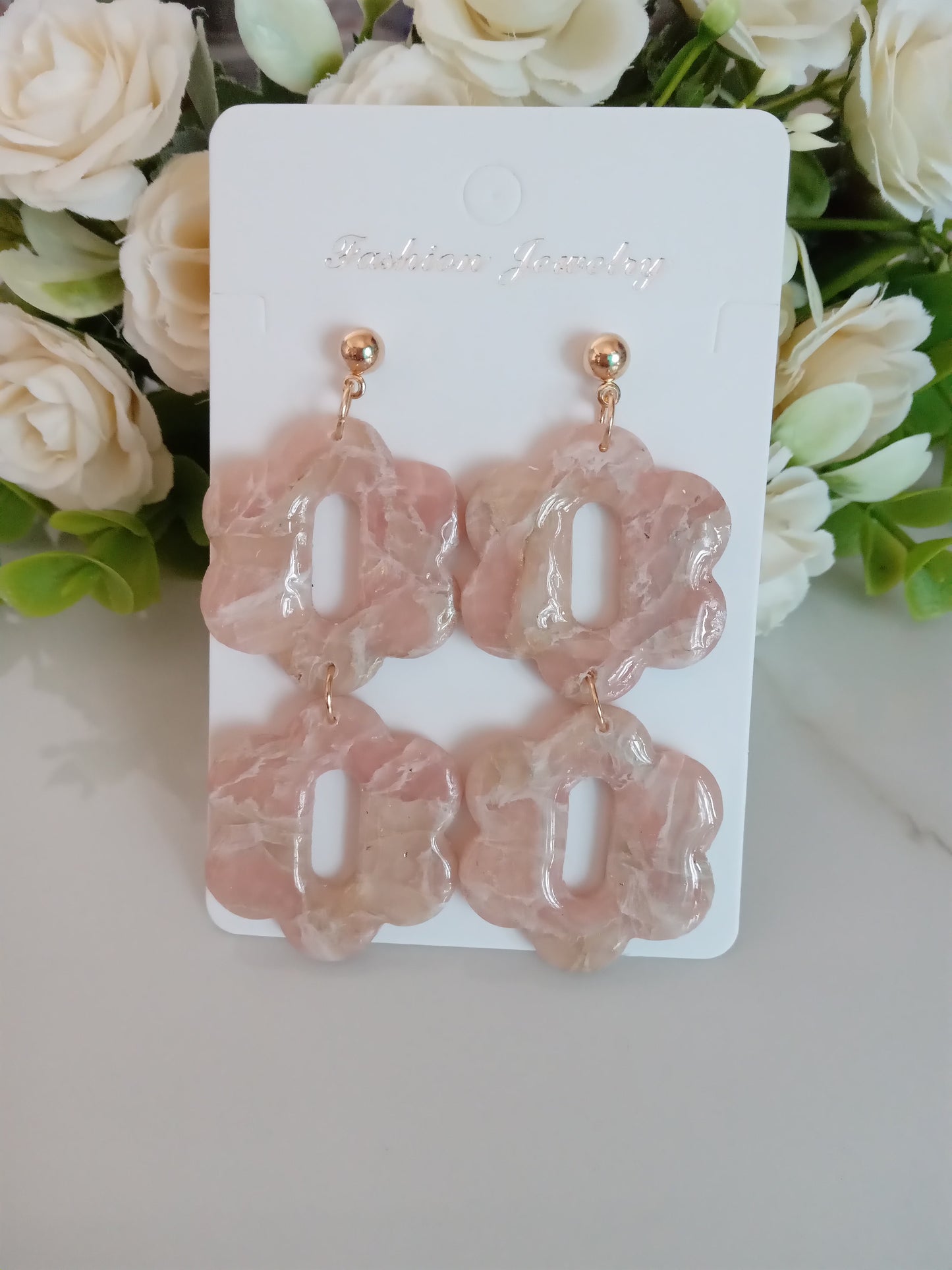 Faux Agate Translucent Polymer Clay Earrings- Handmade Crystal Inspired Dangles