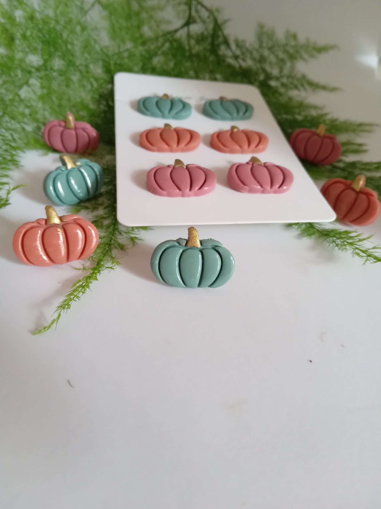 Pumpkin Stud Earrings – Handmade Polymer Clay Fall Jewelry Set (3 Pairs)